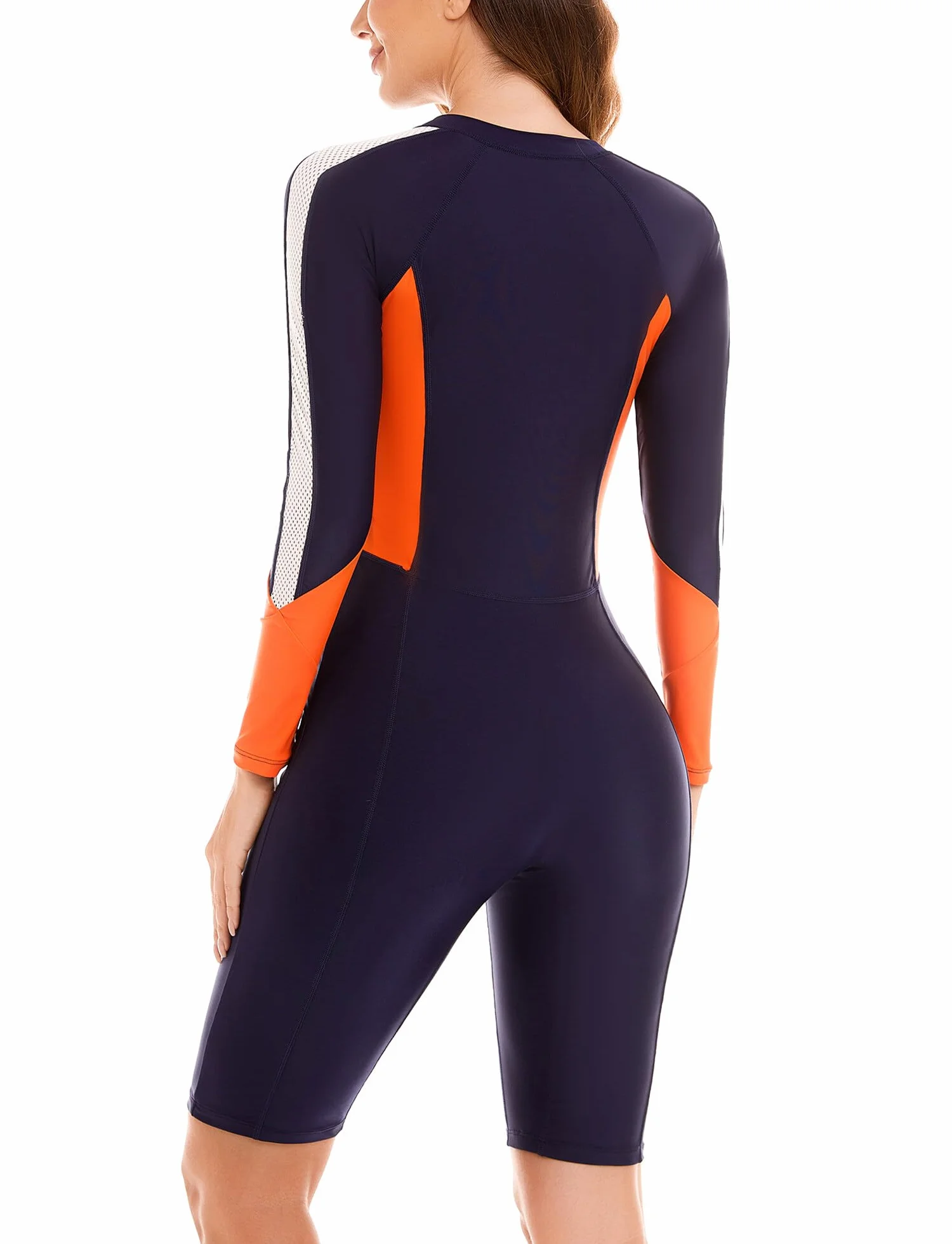 SEAUR Rash Guard damski kostium kąpielowy z długim rękawem, jednoczęściowy kostium kąpielowy z nogawkami, UPF 50+, ochrona przed promieniowaniem UV, krój slim fit, zamek błyskawiczny, moda kąpielowa,