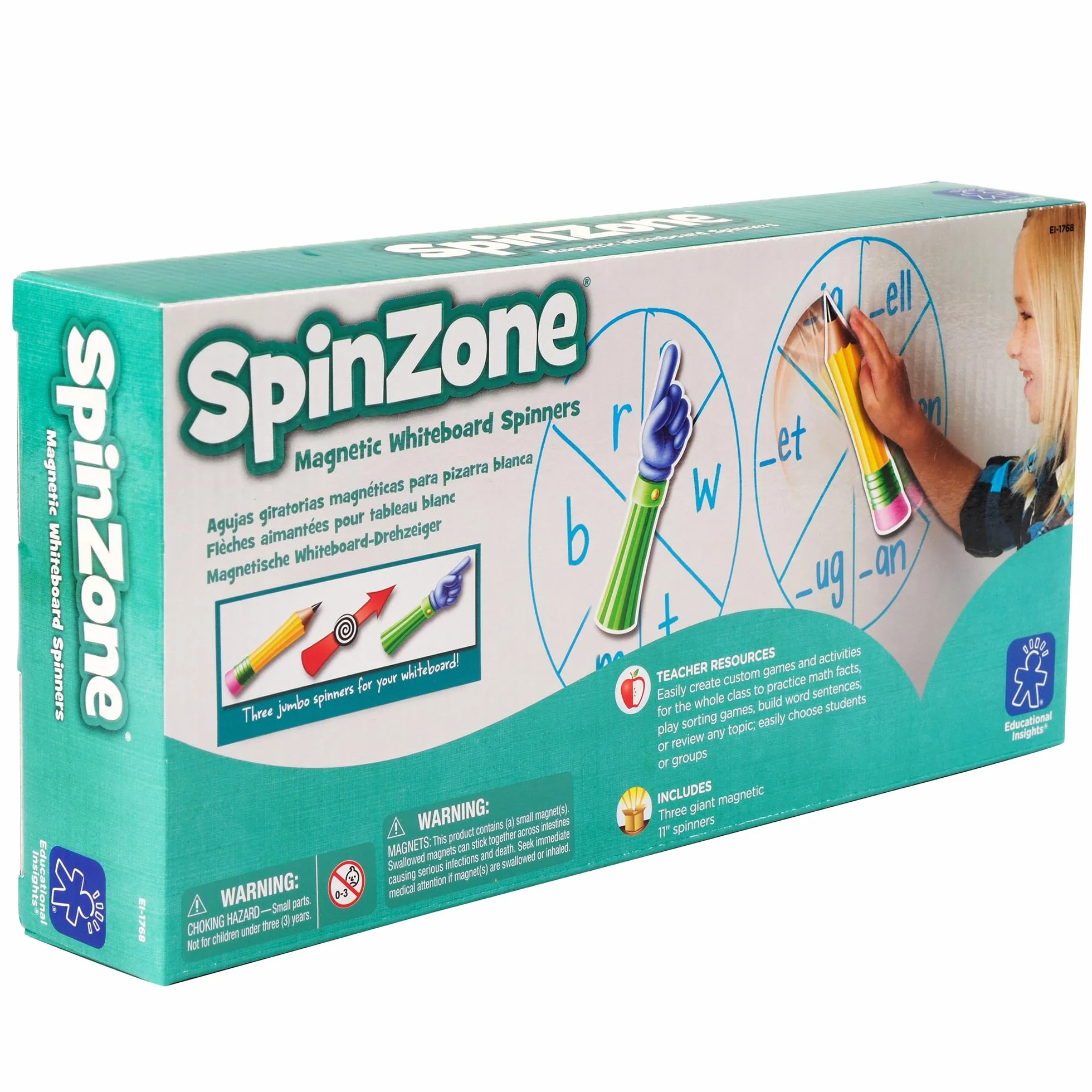 Learning Resources Spinzone Przód z Klasa Biala tablica Przadka 3-Kawalek Zestaw, 27.5 cm Dlugosc