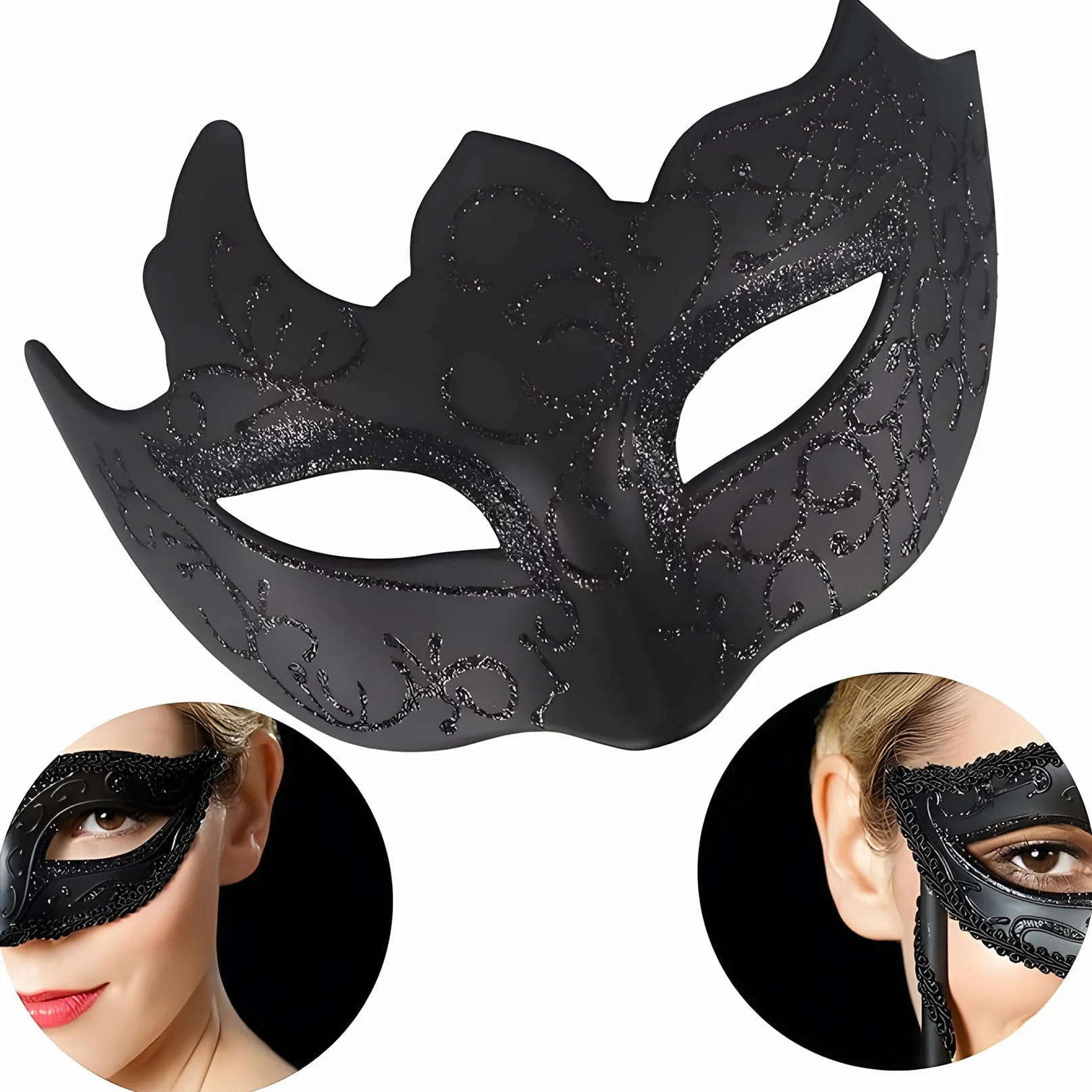 2 Szt Maski Kostiumów, Czarne Weneckie Maseczki Koronkowe, Kuszące maski na Bal Masek, Dla Mężczyzn i Kobiet na Maskarady i Costume Party