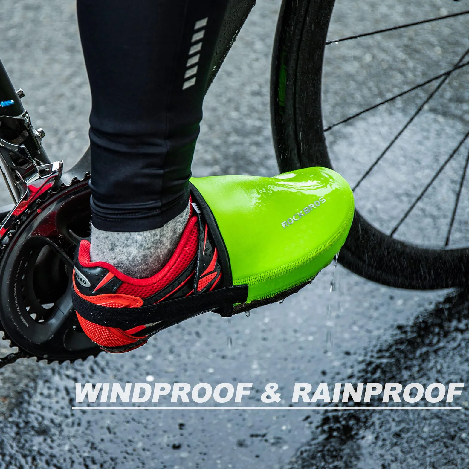 ROCKBROS Lalosze Rowerowe Wodoodporny Płaszcz Rowerowy Wiatroszczelny Męski Pokrowiec na Buty Zielony M L