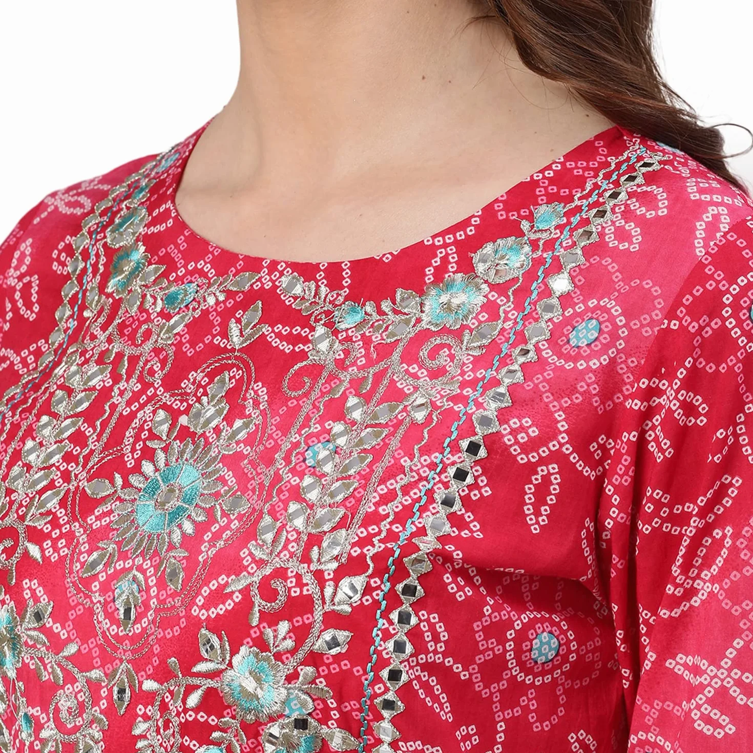 ishin Damska kurta z wiskozy Rayon Anarkali zdobiona