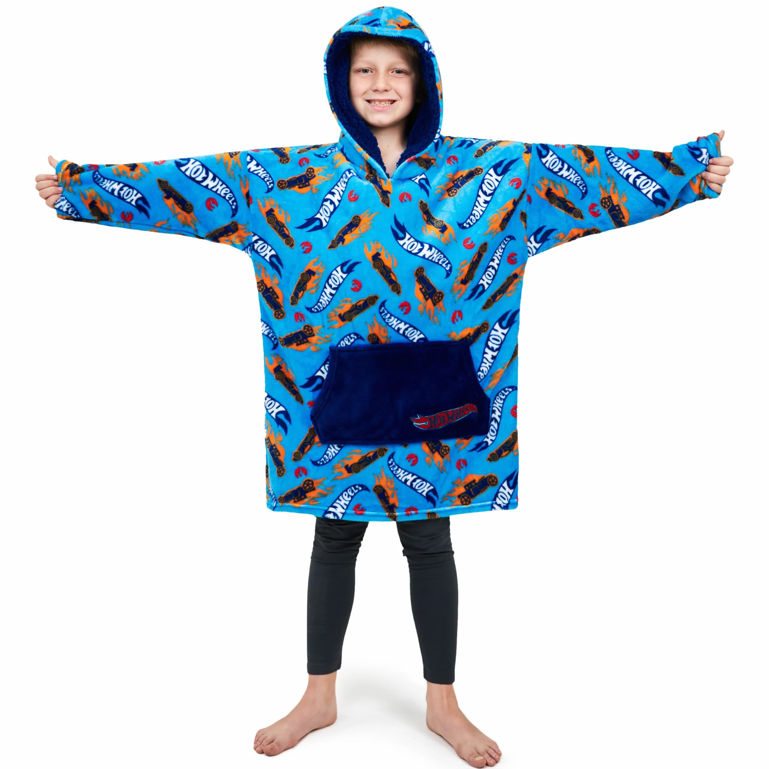 Hot Wheels Bluza Oversize Bluza Koc dla dzieci, niebieski, Talla única