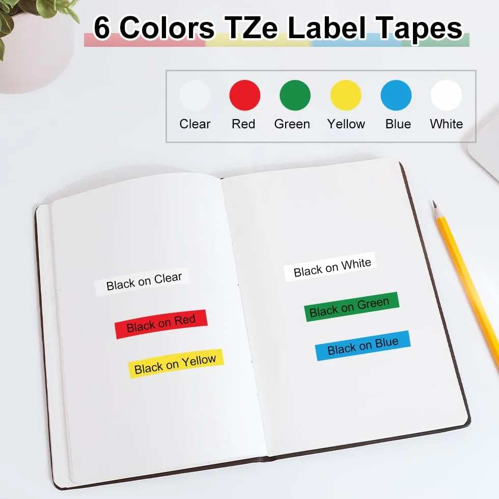 Labelwell kompatybilny z taśmami Brother P-touch TZe-211 TZe-111 TZe-411 TZe-511 TZe-611 TZe-711 taśma etykietowa 6 mm Taśma laminowana do Brother Ptouch H105 H107B 1000 H100LB E110 D210 D400 D600