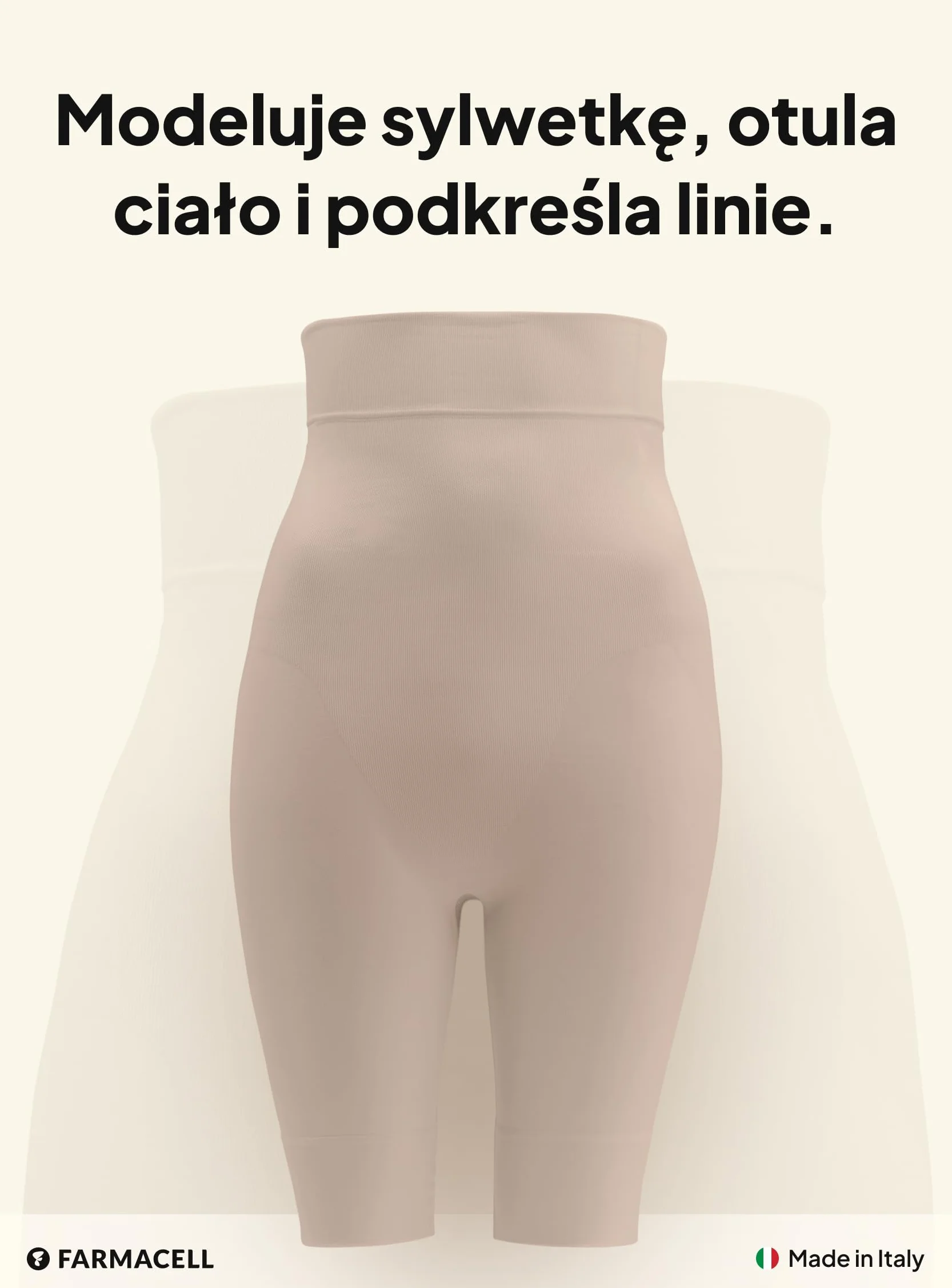Farmacell Szorty Modelujące Damskie, Kontrolą Brzucha, Push-Up, Made in Italy, 603