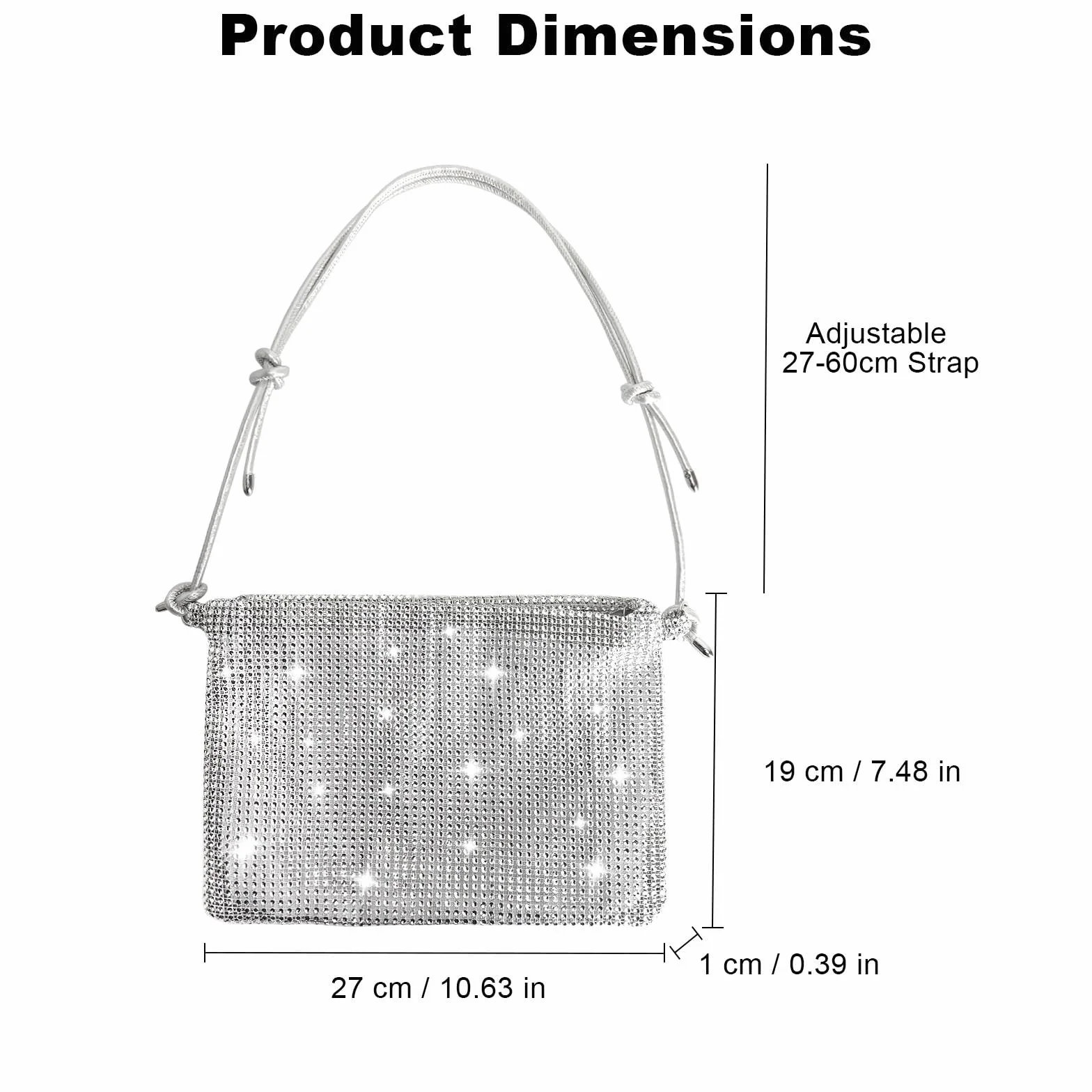 Damska brokatowa torba, regulowany pasek na ramię, elegancka torba wieczorowa o dużej pojemności z zamkiem błyskawicznym, kopertówka, crossbody, torba na ramię na studniówkę, wesele, imprezę