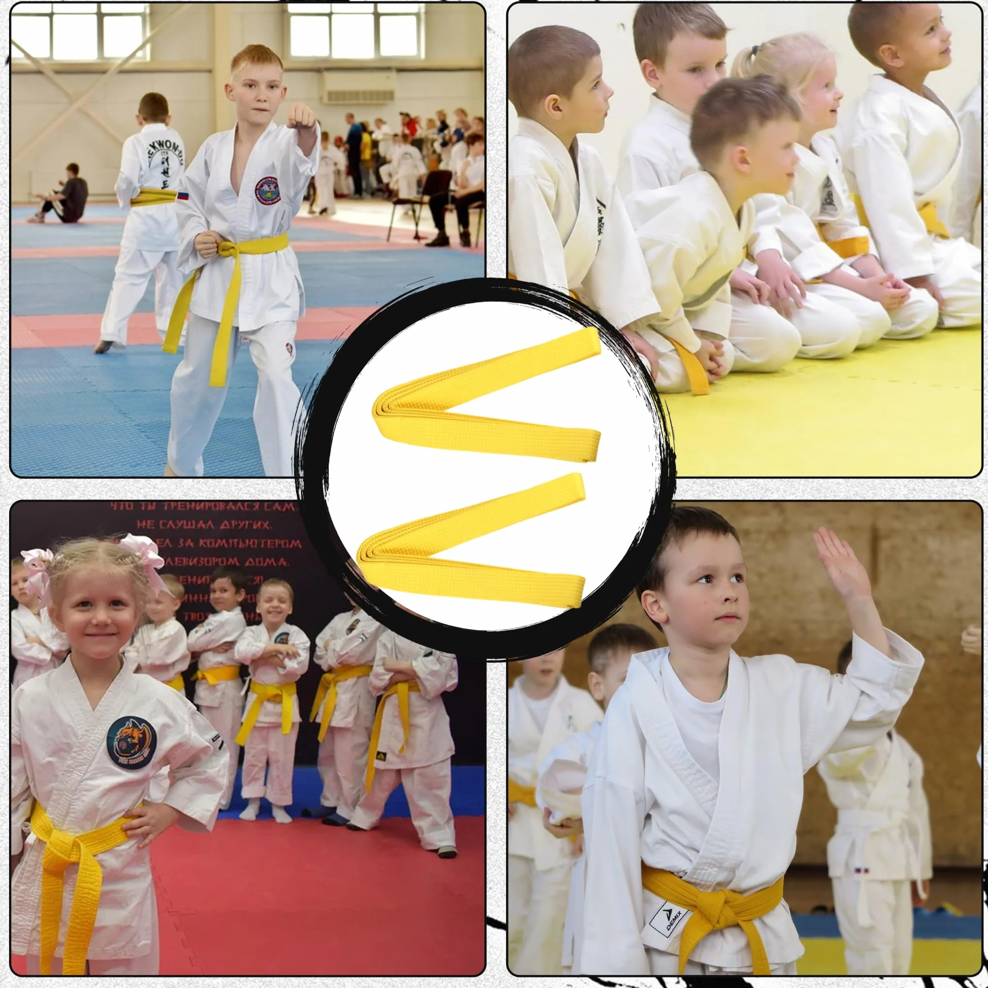 2 sztuki pasków Judo Karate, do sztuk walki, karate, judo, bawełna, paski taekwondo, profesjonalny pasek do karate aikido dla dzieci i dorosłych, pasek do sportów walki, żółty, 240 cm