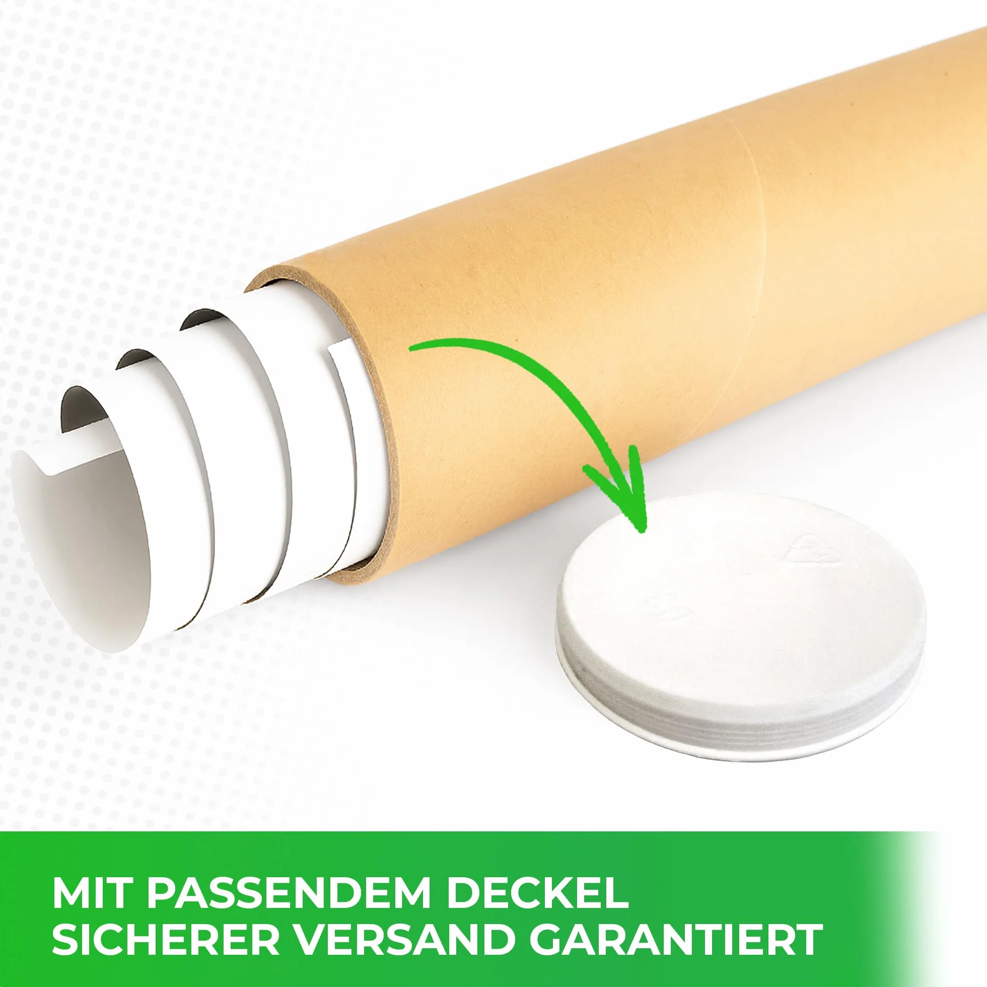 V1 TRADE Rolka wysyłkowa 55 cm, Ø 5 cm, praktyczny materiał opakowania z pokrywkami do rysunków i plakatów – bezpieczne opakowanie do DIN A2