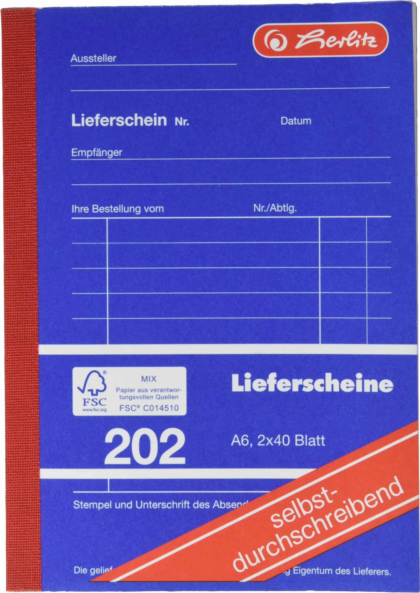 Herlitz zeszyt do dokumentacji dostawy 202, samokopiujący, A6, 2 x 40 kartek