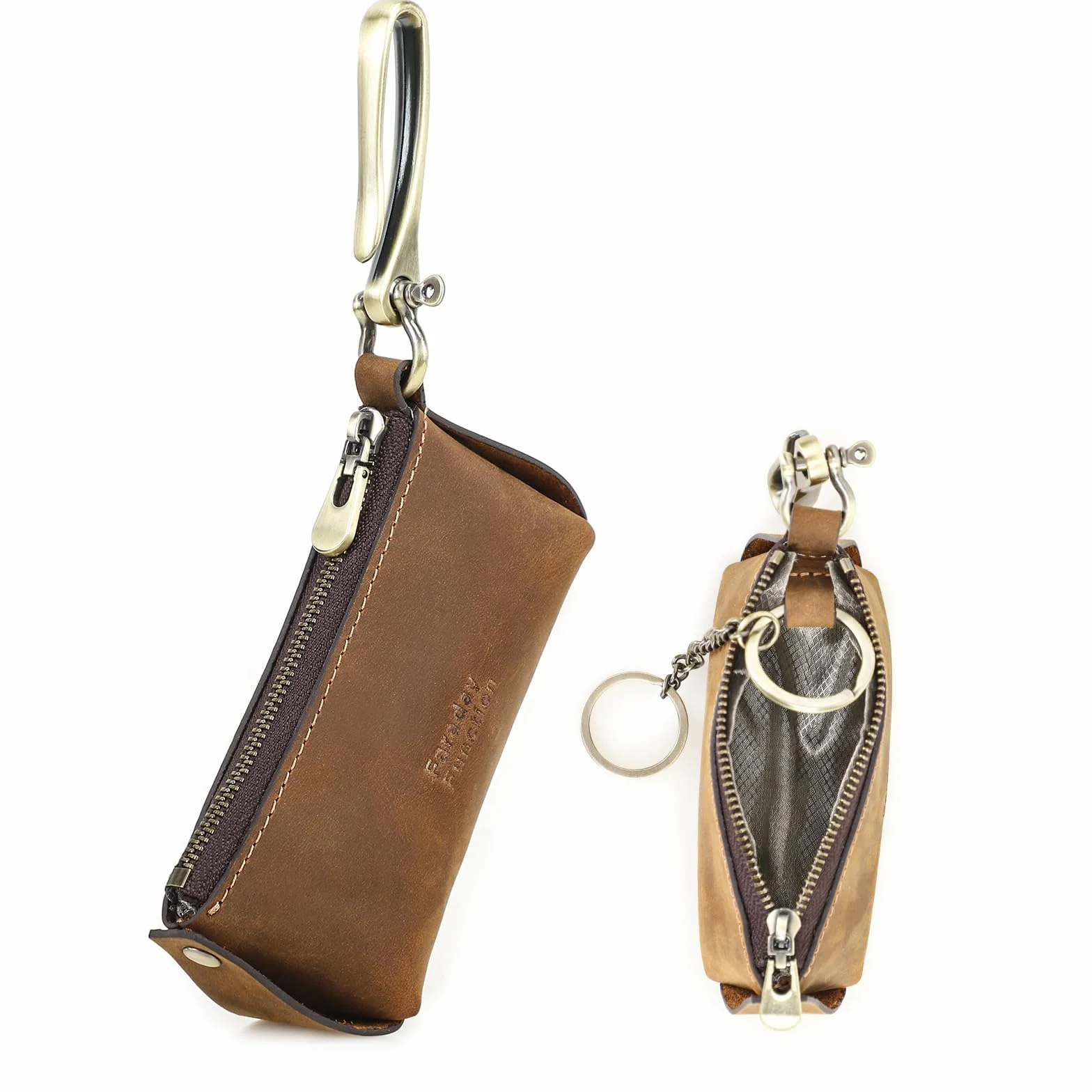 CONTACTS Etui na klucze RFID przeciwwłamaniowe brelok, etui na kluczyki, etui na klucze do samochodu, skórzany mini brelok, portfel, torebka vintage
