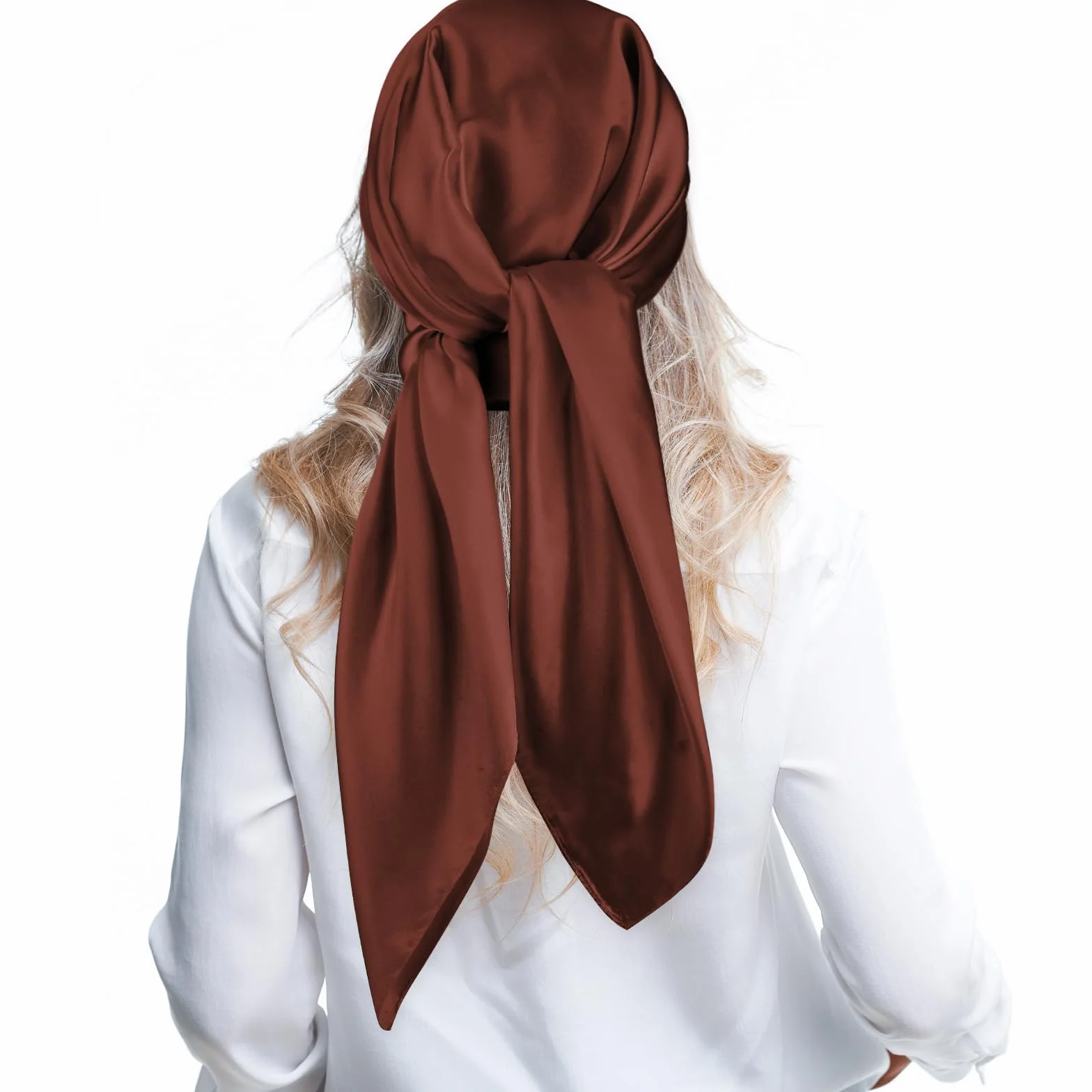 Andibro 89 cm duży kwadratowy satynowy szalik na głowę, jedwabny błyszczący jednolity kolor szaliki, chusty do spania dla kobiet bandana do włosów