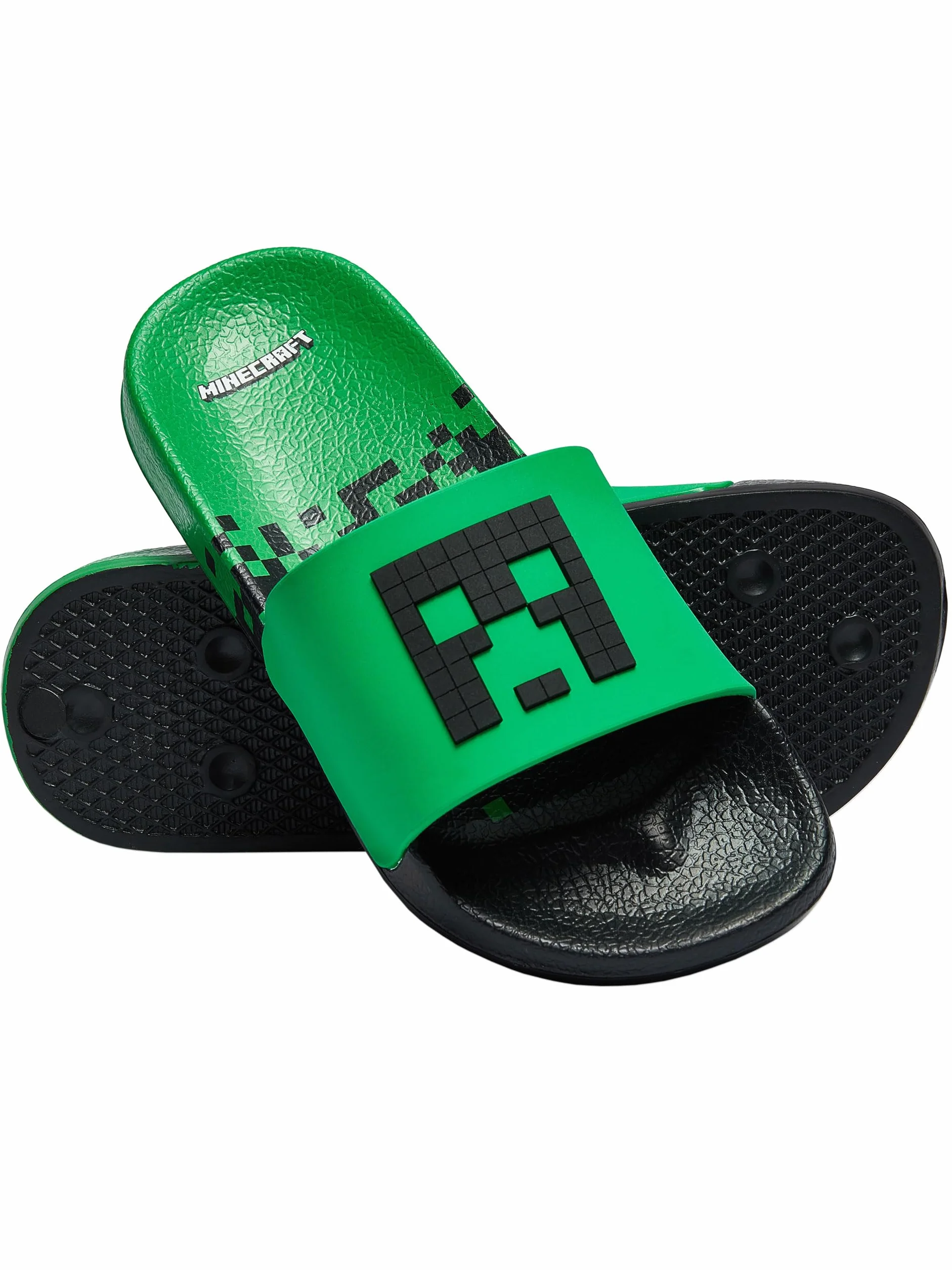 Minecraft Klapek Dla Chłopców | Sandały Creeper Dla Chłopców | Buty Do Basenu Gamingowe | Klapki Dziecięce | Oficjalny Merchandise | Zielony 32