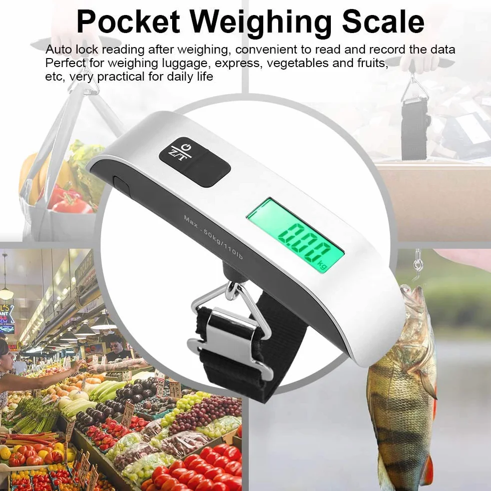 Waga bagażowa, mini LCD cyfrowa Elektroniczna waga bagażowa Wagi wiszące Podpora maks. Przenośna waga bagażowa o wadze 50 kg do podróży.