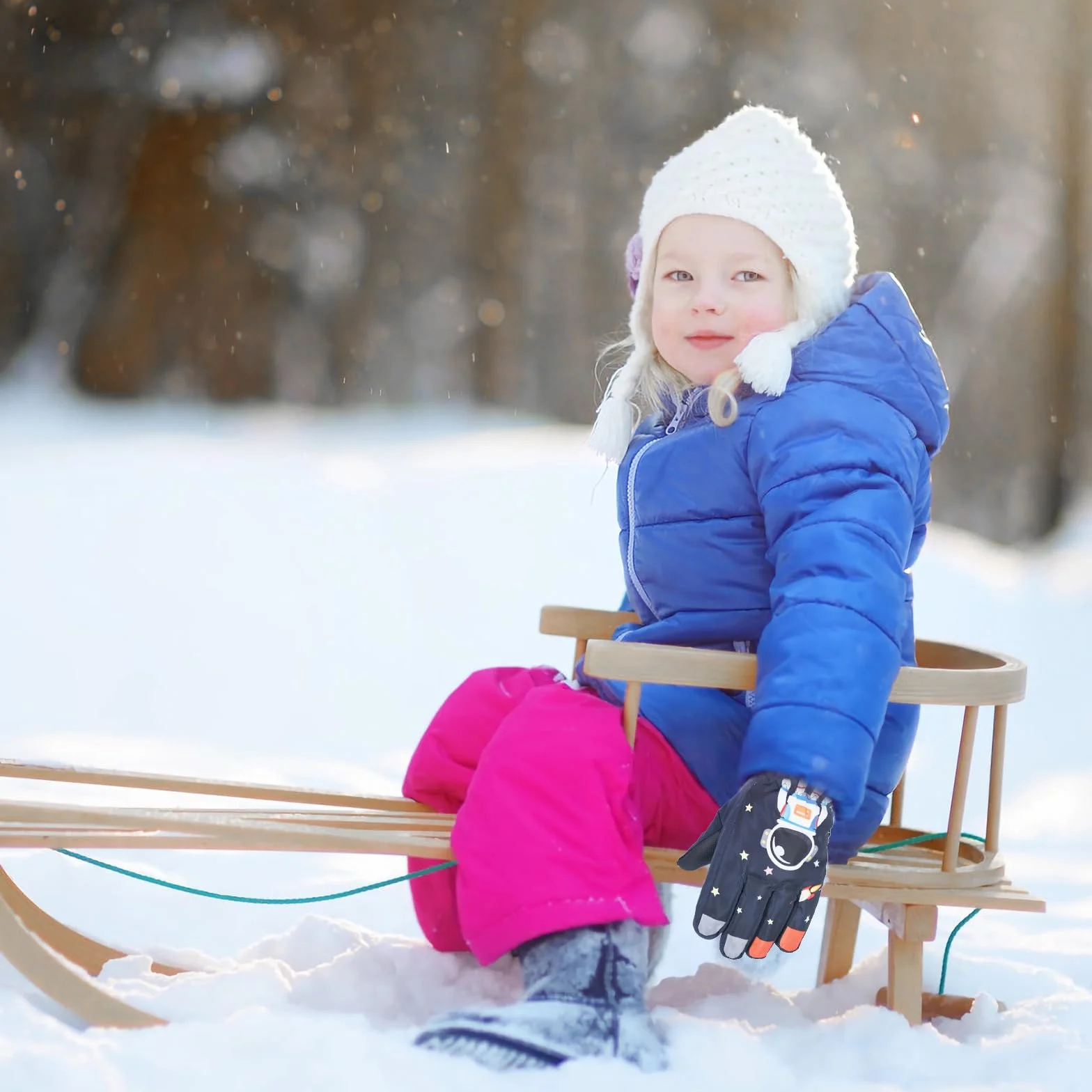 Dziecięce rękawice narciarskie, rękawice narciarskie dla nastolatków zimowe rękawice śnieżne ciepłe rękawiczki snowboardowe rękawice dziecięce 8-14 lat