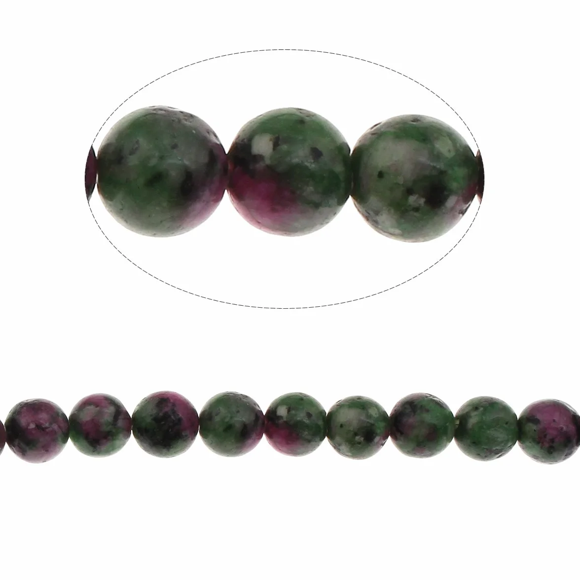Perlin Kamień szlachetny Rubin w Zoisicie, Ruby in Zoisite, kulka 10/8/6/4 mm, kamienie półszlachetne, perły z otworem do nawlekania, perły ozdobne, kamienie ozdobne (10 mm, 12 sztuk)