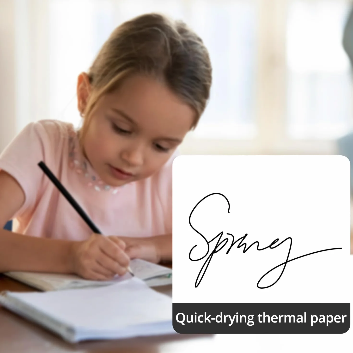 QWORK® Termiczny papier A4 do przenośnej drukarki, 100 arkuszy, szybkoschnący, 4 rolki