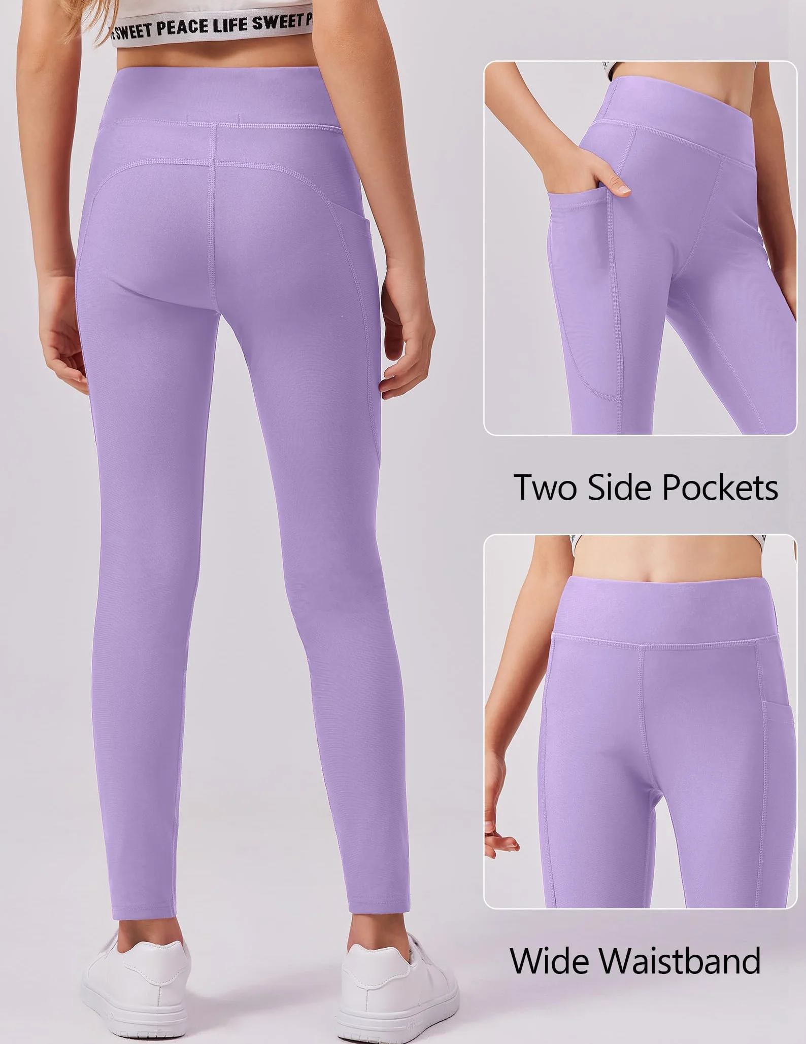 Arshiner Dziewczęce legginsy z cienkiego polaru, legginsy sportowe, wysoka talia, oddychające, spodnie do biegania, spodnie sportowe, długie, zimowe legginsy termiczne, 5-14 lat