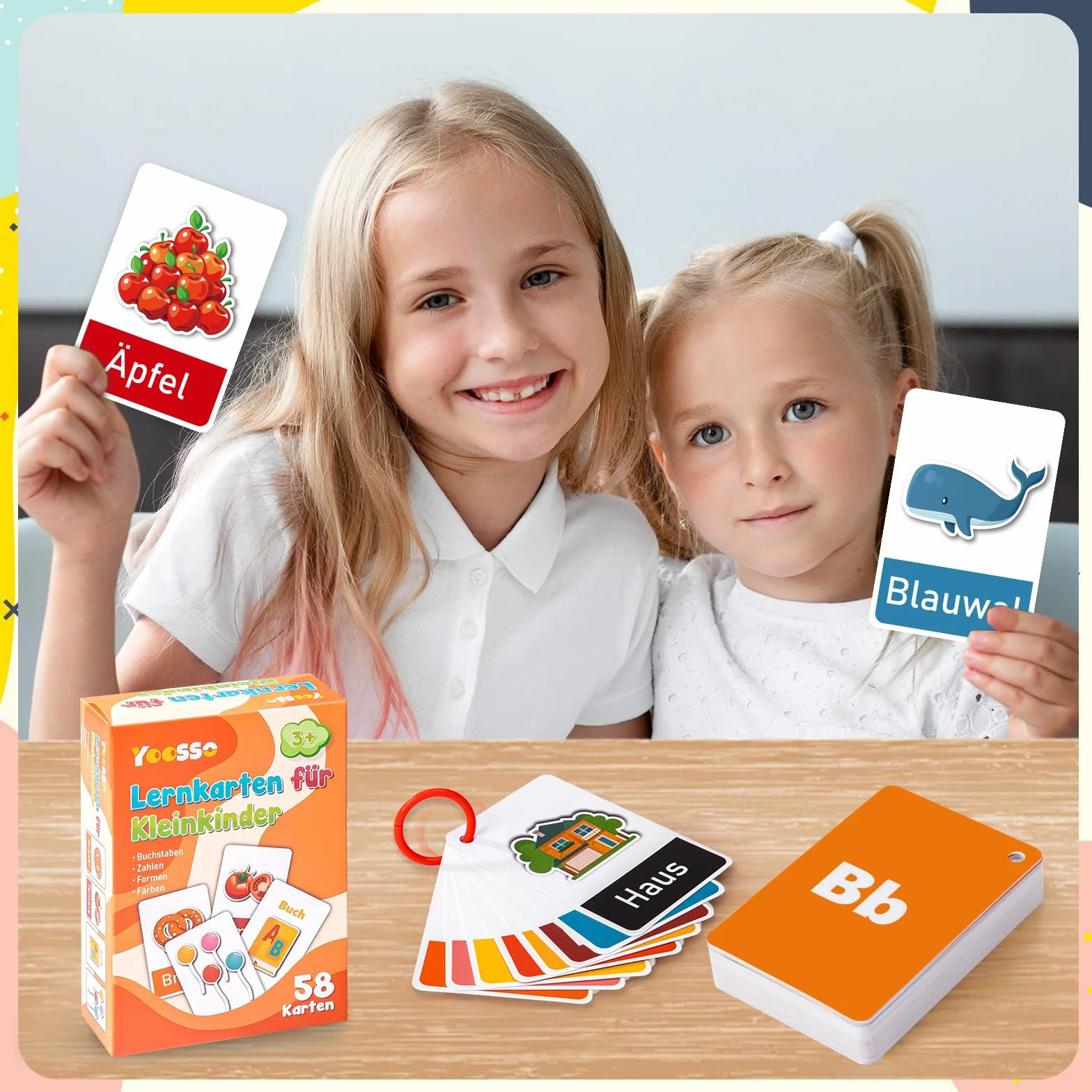 Litery, gry edukacyjne od 3 lat, nauka, nauka, przedszkole, gra ABC, cyfry, karty, dwustronne, do przedszkola
