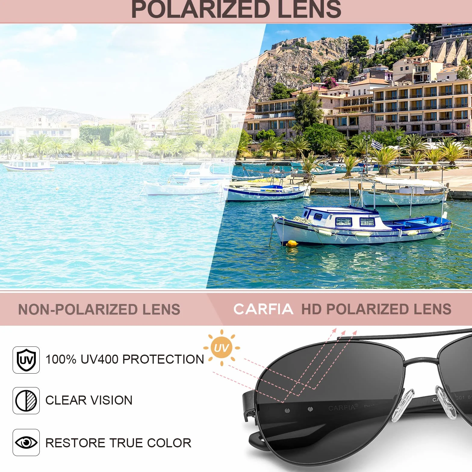 CARFIA Lustrzane damskie okulary przeciwsłoneczne Mężczyźni Spolaryzowane okulary ochronne UV400 Sport pilots