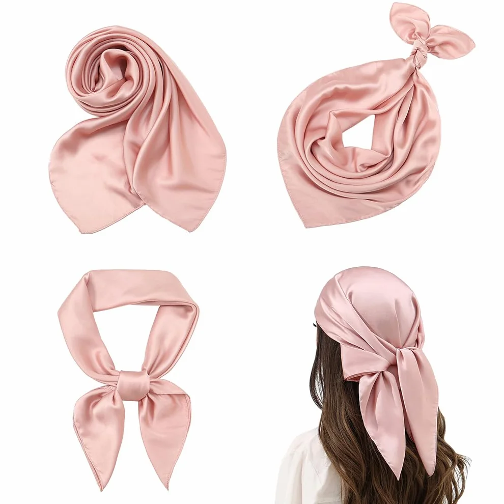 Jedwabna chusta damska, bandana, chusta na głowę, chusta na szyję, jedwabny szal do włosów, kwadratowy, satynowy, jedwabny szal na szyję, głowę, ubrania, torebkę, 70 x 70 cm