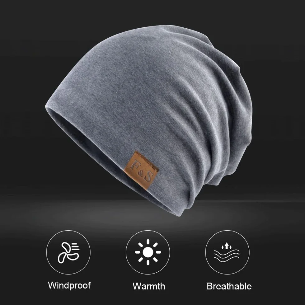 Czapka beanie dla mężczyzn kobiet unisex zimowe czapki termiczne dzianinowa czapka beanie luźna czapka z czaszką czapka do spania rozciągliwe sportowe nakrycia głowy prezenty dla dorosłych