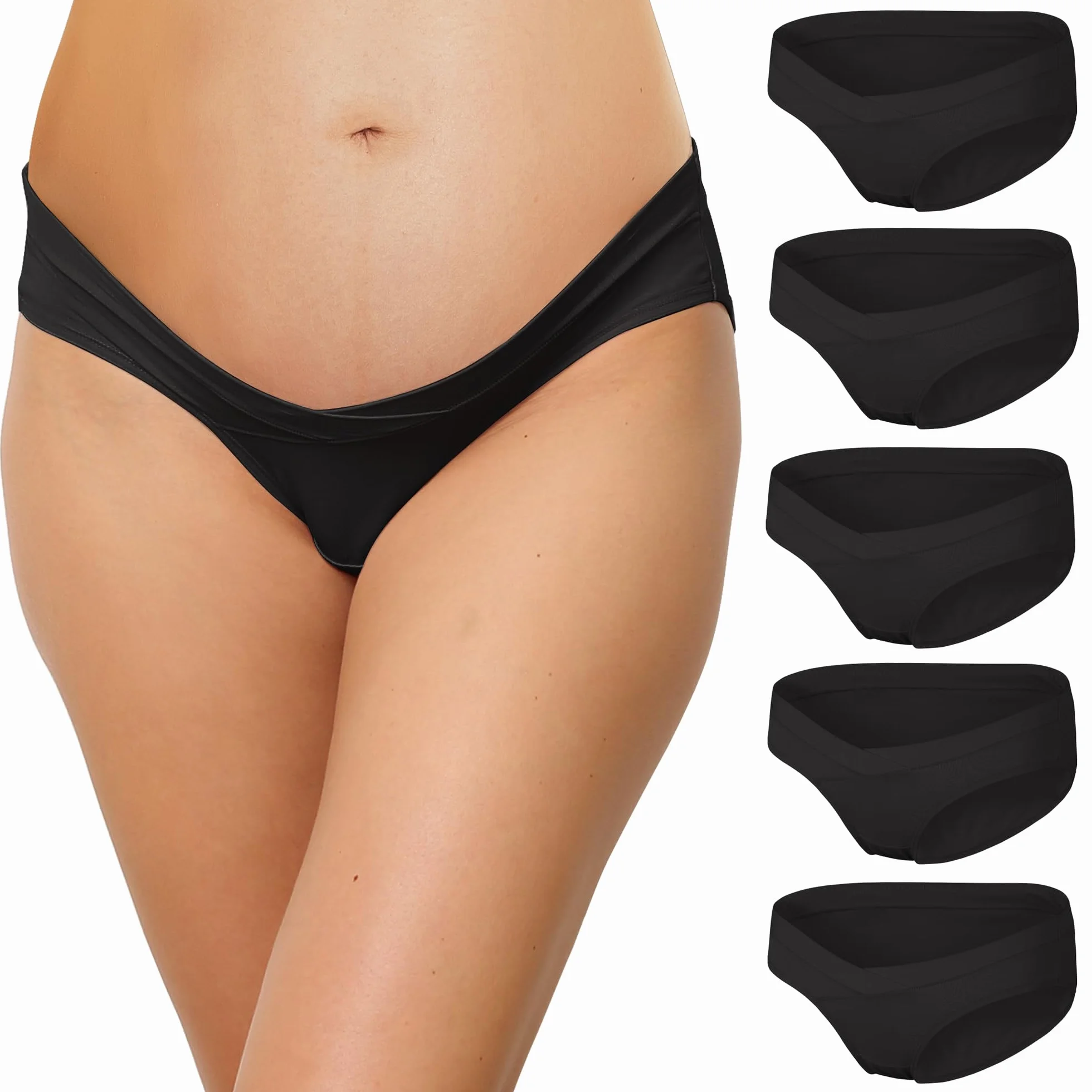 INNERSY Bielizna ciążowa, bawełniana, damska, majtki w stylu cesarskim, 5 sztuk w opakowaniu