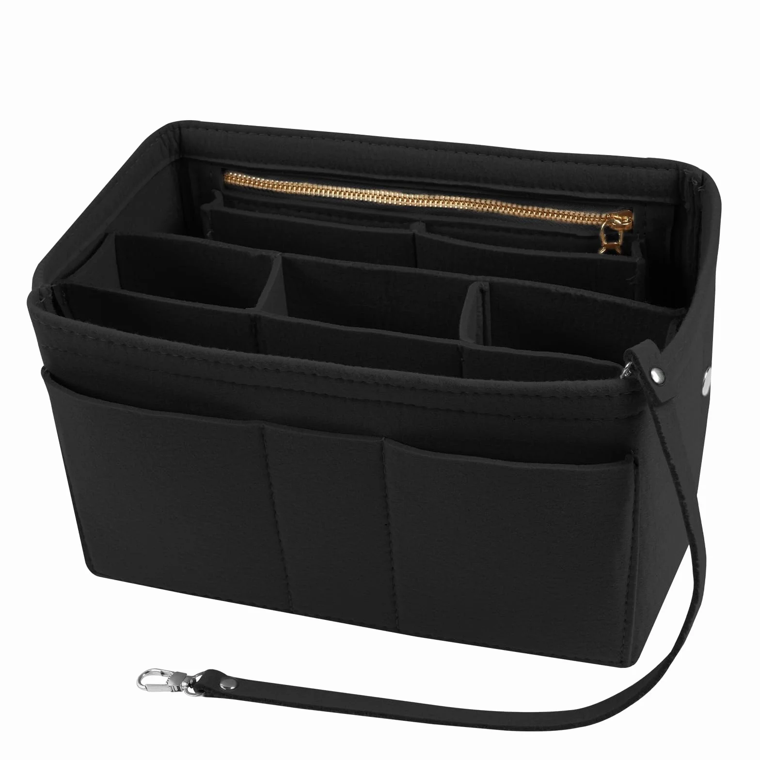 flintronic Filcowy organizer do torebki, organizer do torby na zakupy, torebka z wieloma przegródkami, duża pojemność, dla kobiet, podróżny organizer do makijażu, torba do przechowywania, czarny,