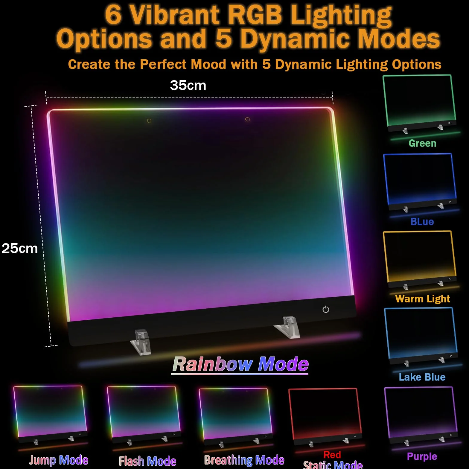 Tablica LED na notatki, 35x25cm akrylowa tablica dla dzieci, 6 kolorów i 5 trybów świecąca tablica informacyjna, Podświetlana tablic do pisania z 7 kolorowymi długopisami/stojakami/łańcuszkami