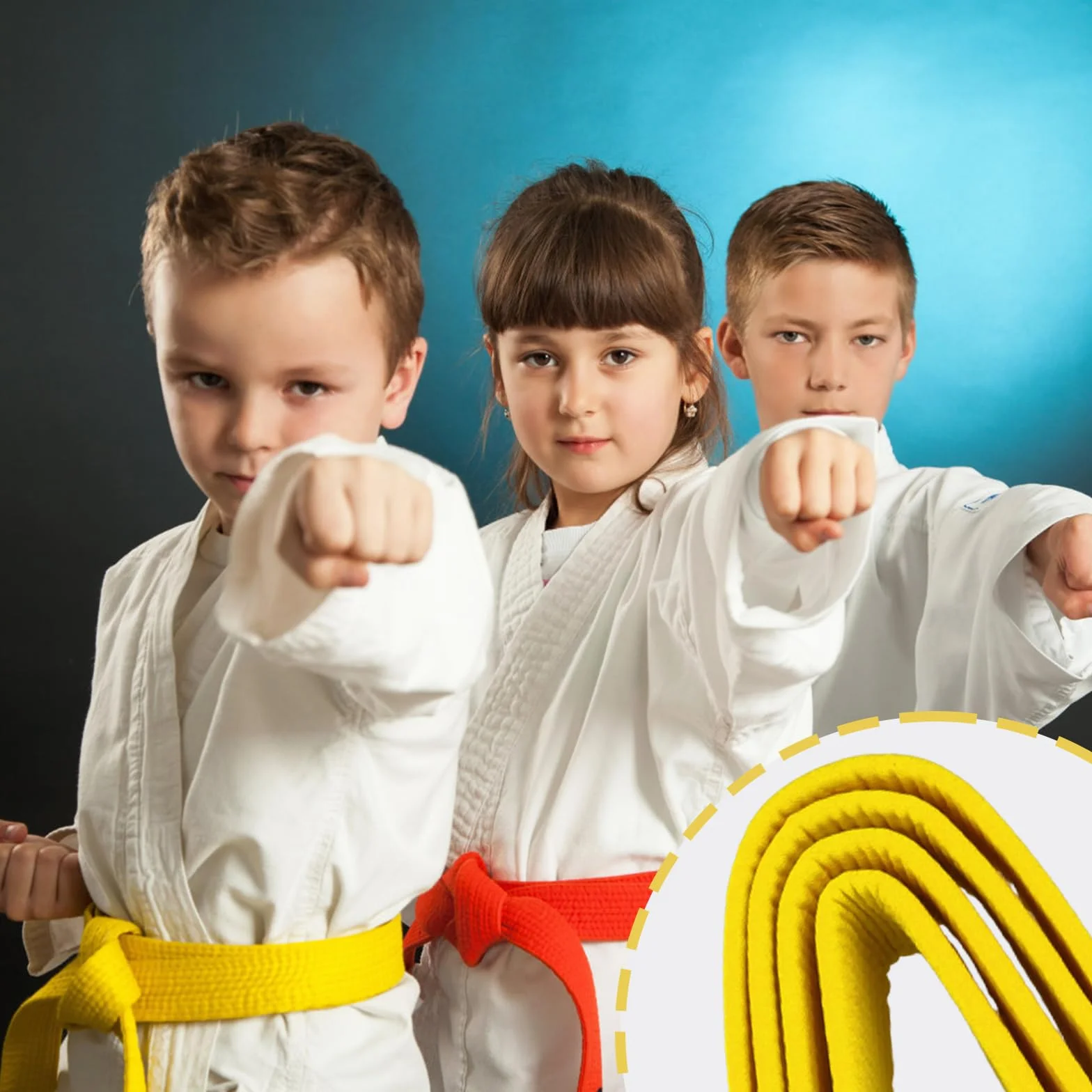Pasek Judo Karate Belt, pasek judo biały żółty, pasek taekwondo żółty, pasek do sportów walki dla dzieci, 260 cm, szerokość 4 cm, sztuka walki karate judo bawełna taekwondo pasek budo