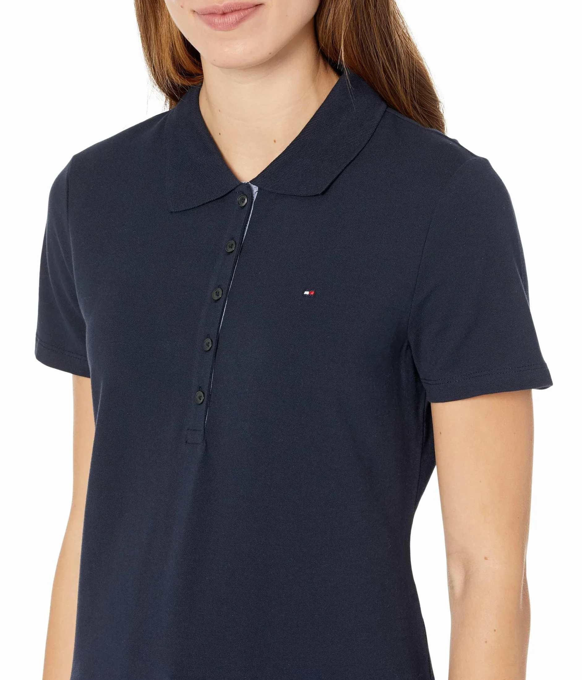 Tommy Hilfiger Damska klasyczna koszulka polo (standardowa i plus size), granatowy, L