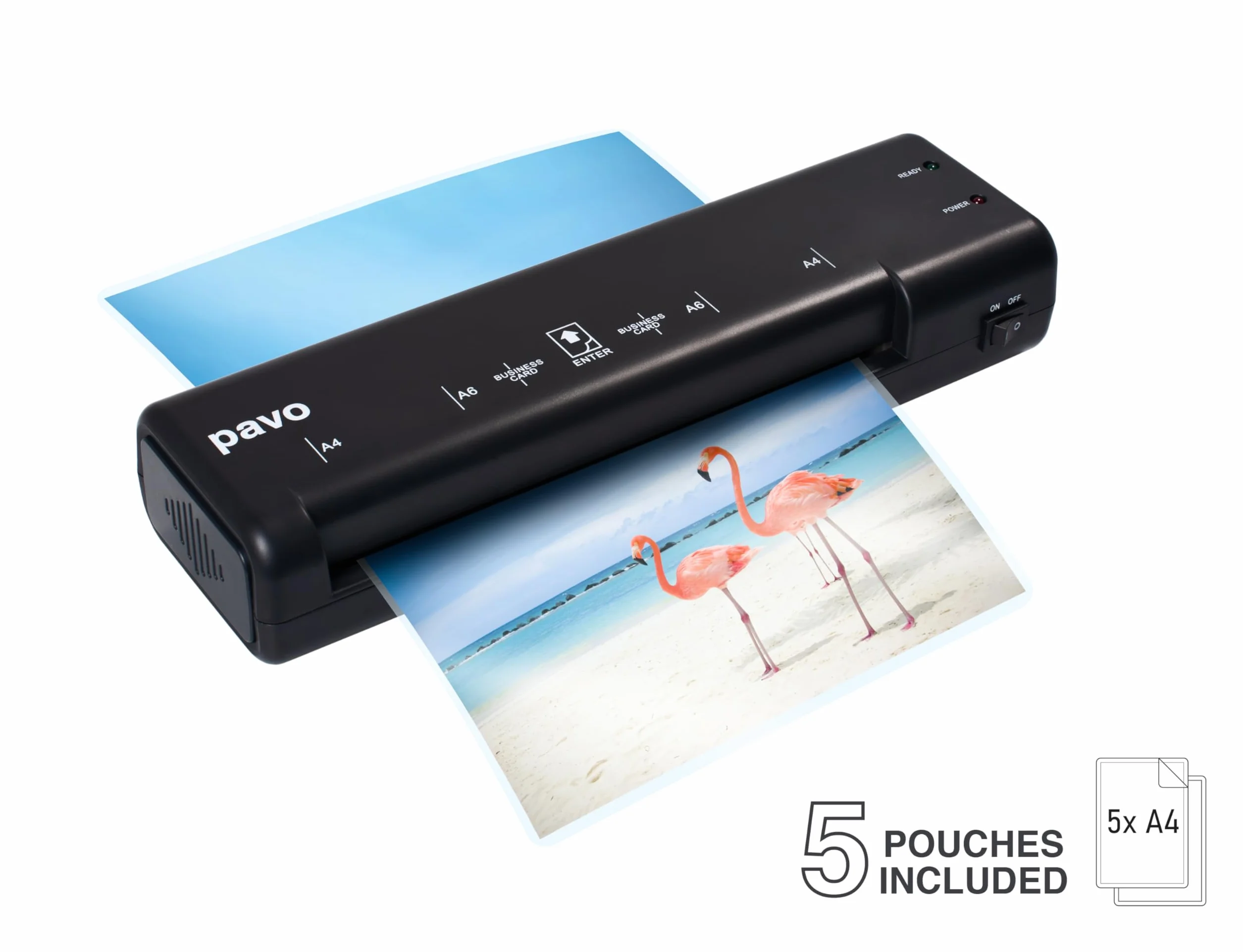 Pavo - Laminator A4 Florida + 5 folii do laminowania A4 GRATIS!, Czarny, 8038718