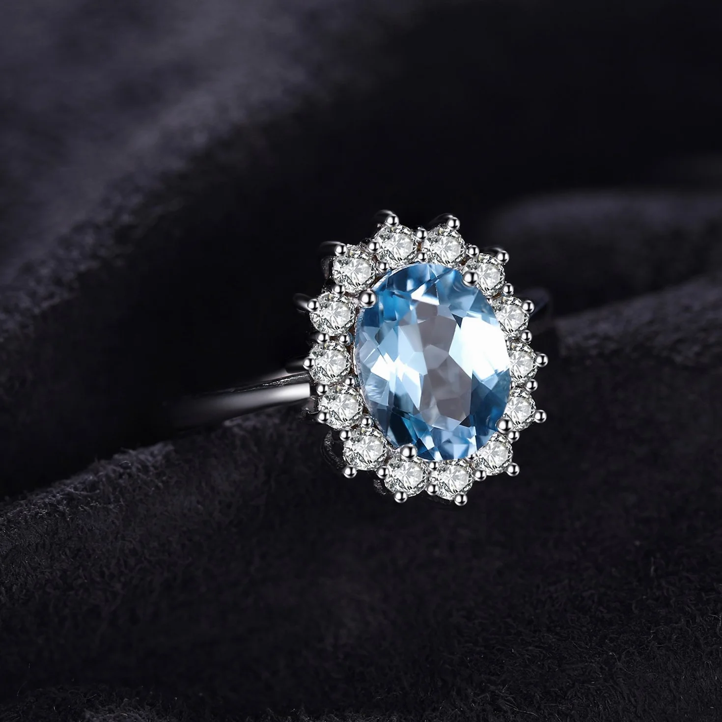 JewelryPalace Księżniczka Diana Szmaragd Szafir Topaz Ametyst Cytryn Granat Perydot Rubin Pierścionki, Pierścionek zaręczynowy Srebro 925 Biżuteria damska Rosegold Gold