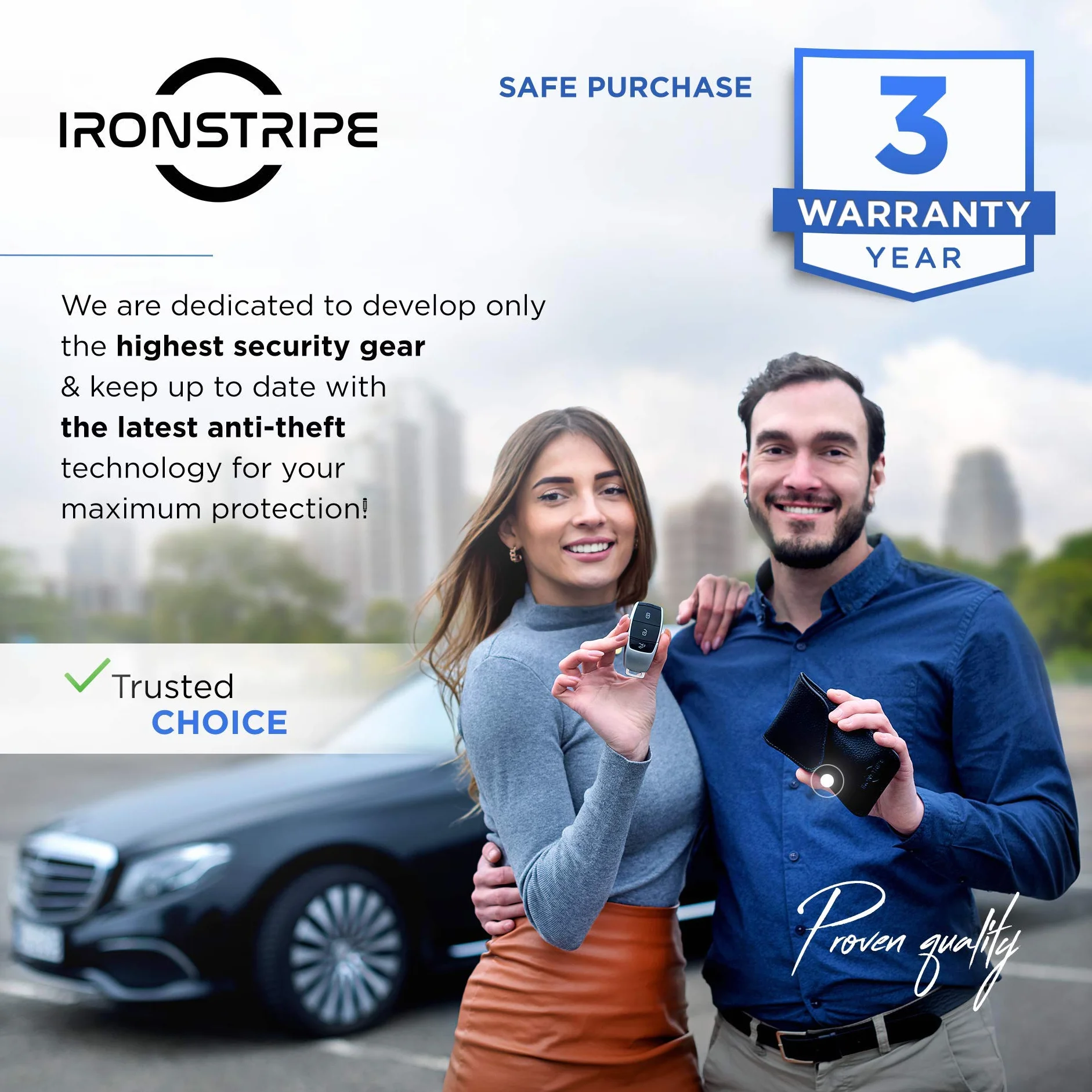 Ironstripe Keyless Go etui ochronne na kluczyki samochodowe, skórzane etui Faraday, kieszeń na klucze do blokowania RFID