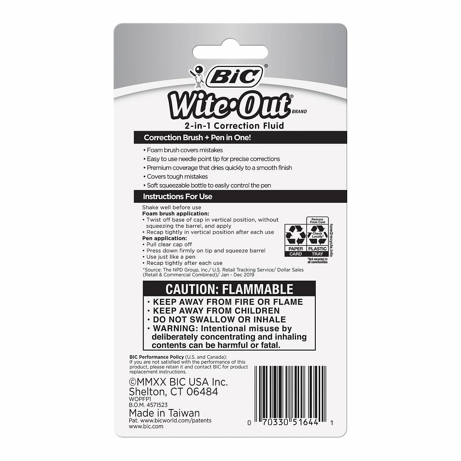 BIC 15 ml butelka Wite-Out płyn korekcyjny 2 w 1 (BICWOPFP11)
