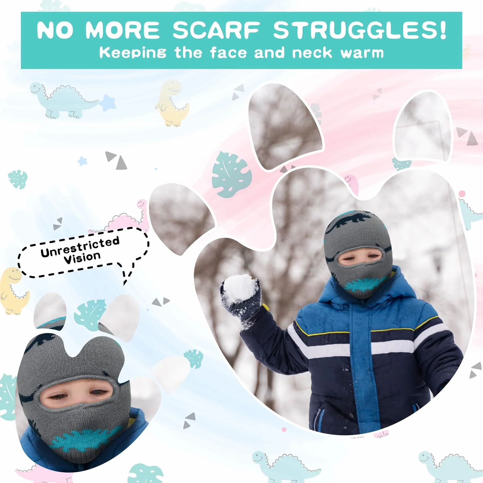 Czapka dziecięca z 1 otworem Balaclava Winer czapka dla chłopców i dziewczynek, ciepła kominiarka dla dzieci, maska narciarska, jazda na rowerze, biegania (2-6 lat)