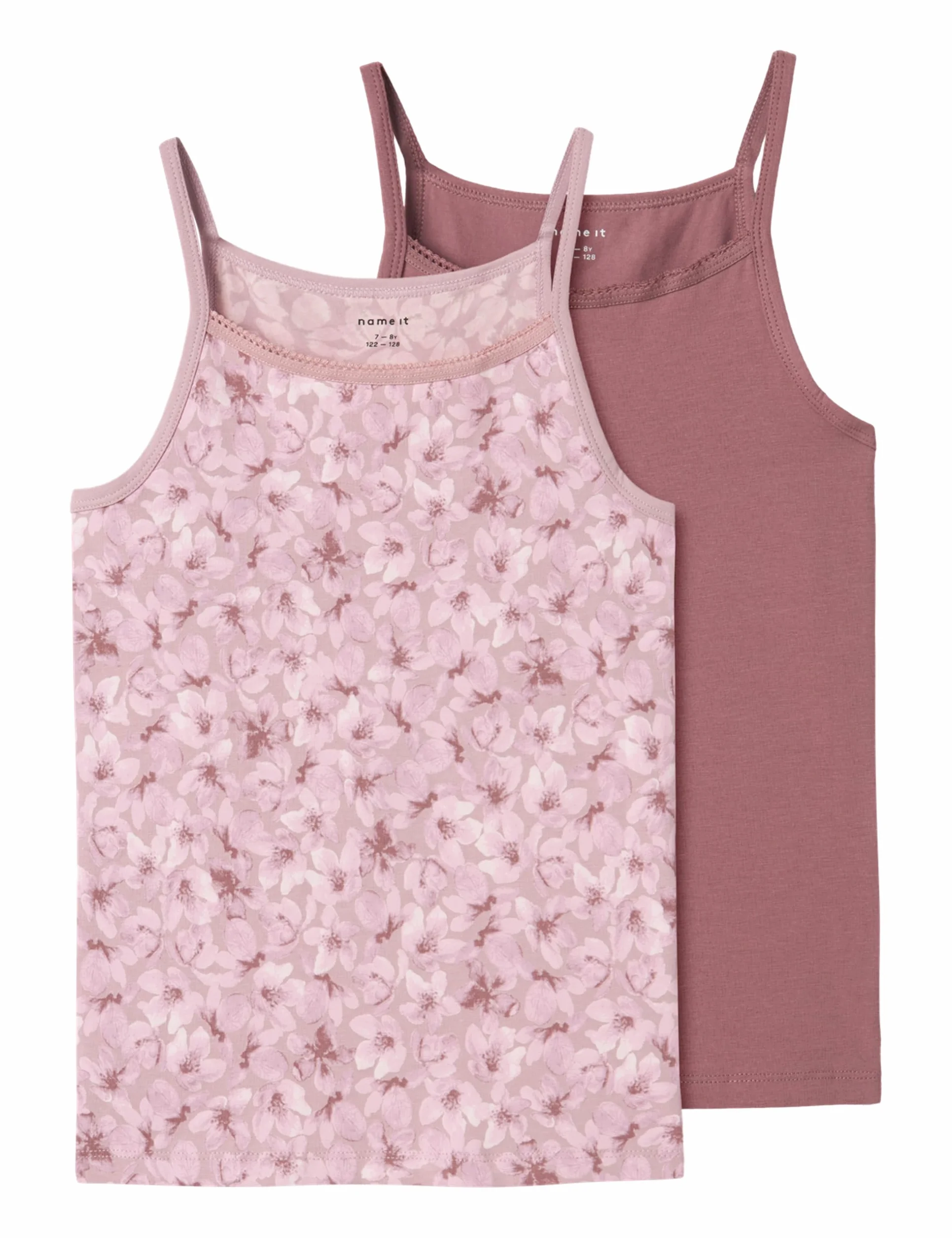 NAME IT NKFSTRAP Top 2P Flower Noos T-Shirt Mauve Shadows, 116 dla dziewczynek, Mauve Shadows, 116