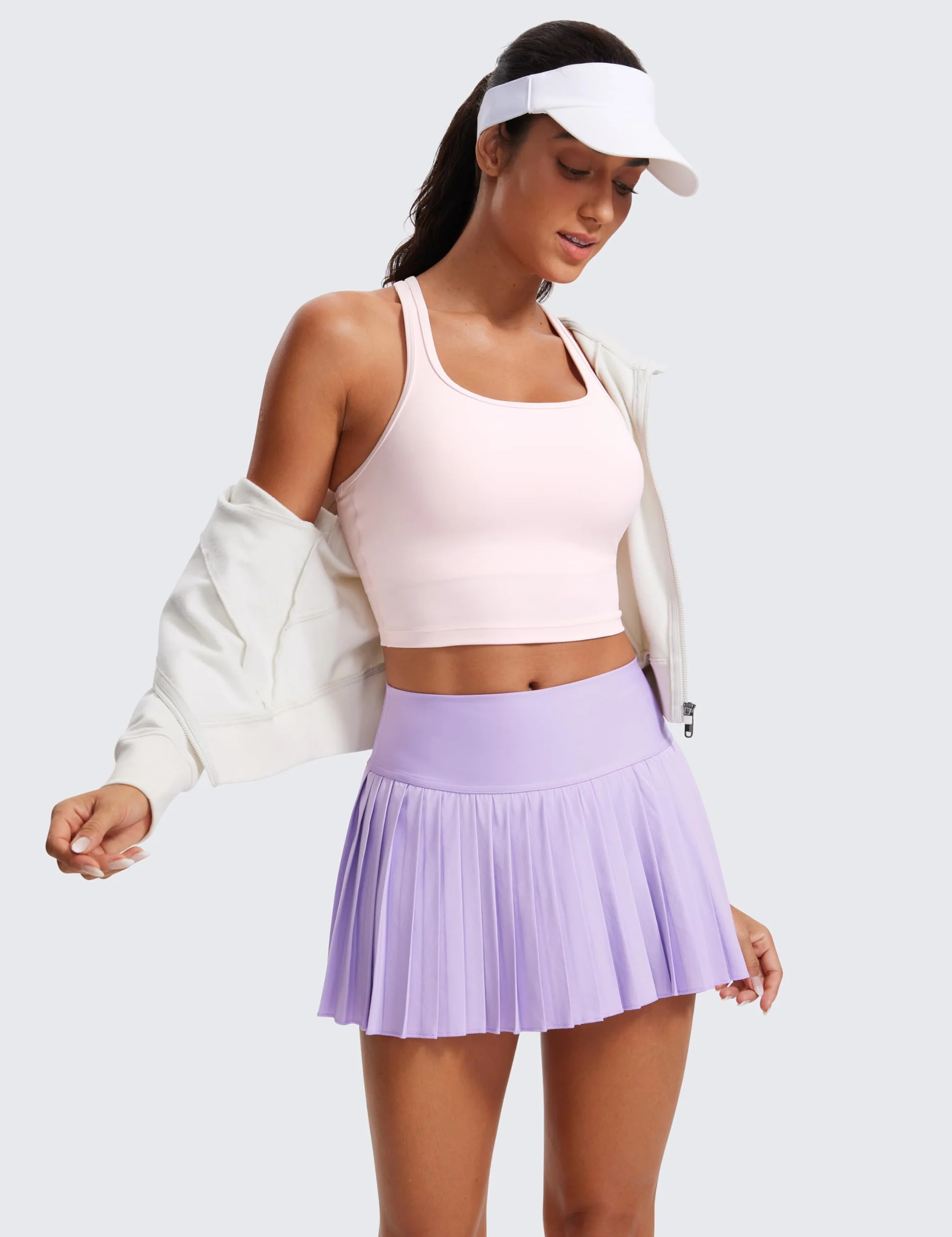 CRZ YOGA Butterluxe Damski sportowy biustonosz typu Y-Back Racerback Longline – usztywniany top do ćwiczeń z okrągłym dekoltem i wbudowanymi wkładkami