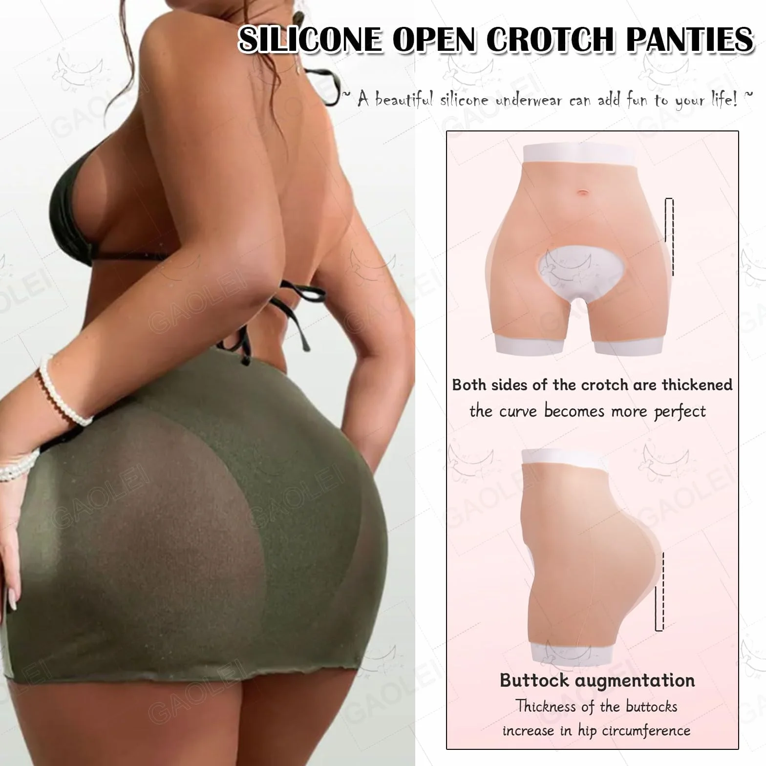 Adima Silikonowe majtki z fałszywymi pośladkami Plump Hip Lift Enhancer Spodenki Pośladki Shaper Control Majtki dla kobiet Cosplay Drag Queen