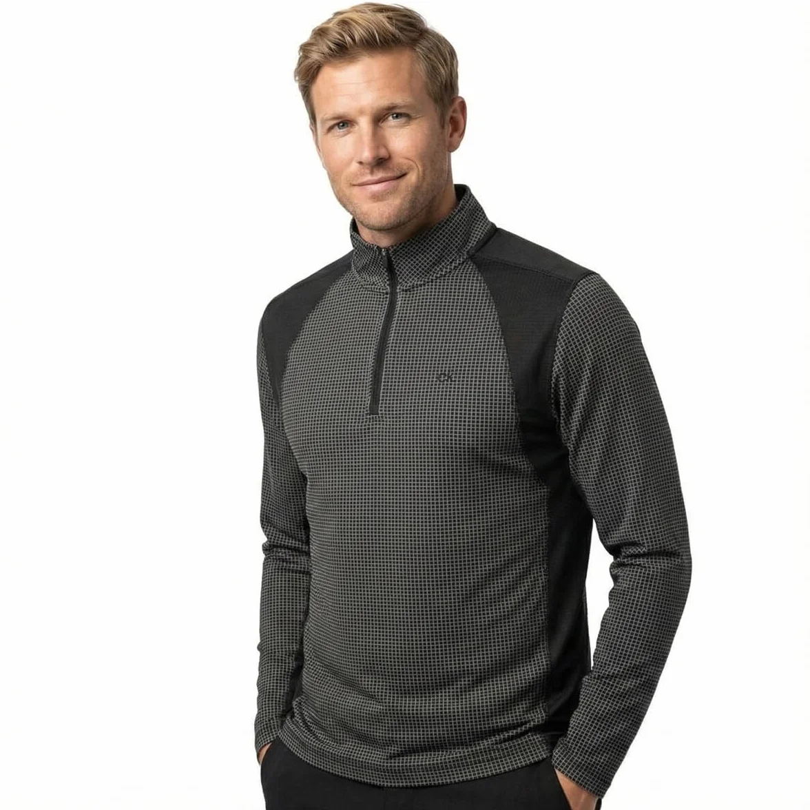 Calvin Klein Meska Micro Grid Half Zip Mid Layer
