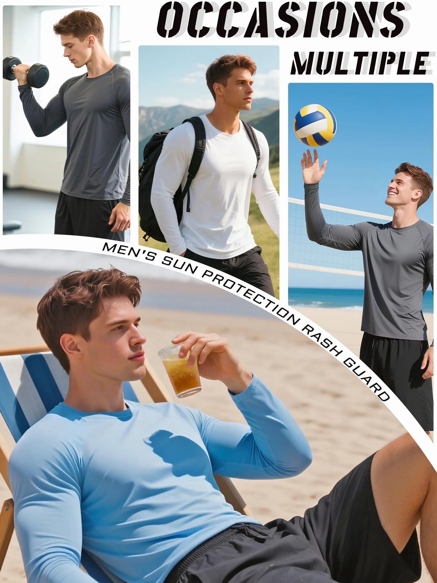 KEFITEVD Męska Koszulka Z Długim Rękawem Surfing Tee Shirt Lekka, Szybkoschnąca Dla Mężczyzn, Wędkarska, Pływacka Koszulka Plażowa