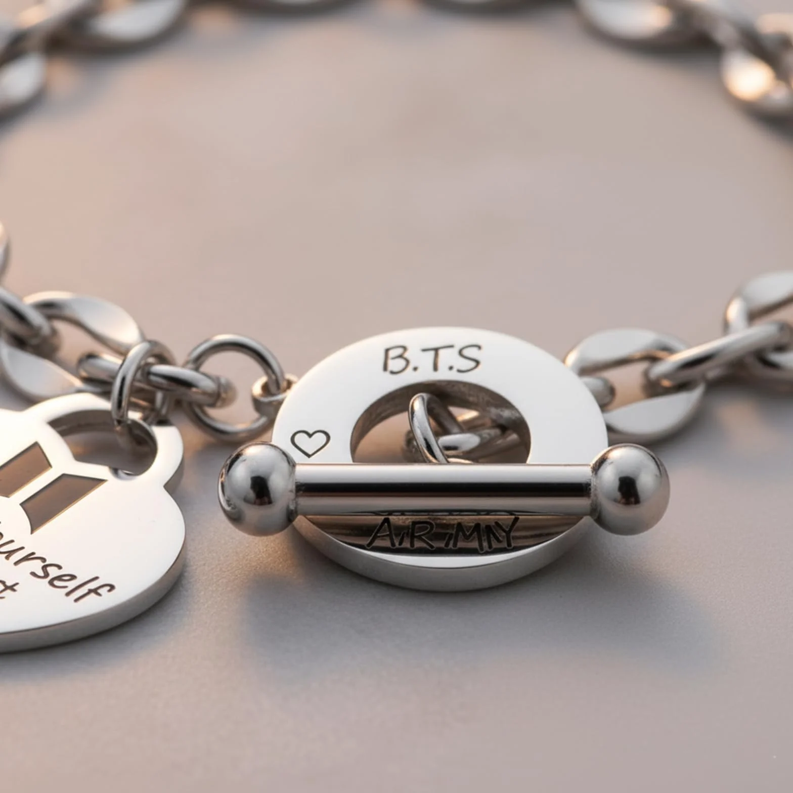 Bransoletka ze stali nierdzewnej, uniseks, srebrna bransoletka, BTS Merch, regulowana zawieszka dla fanów Kpop