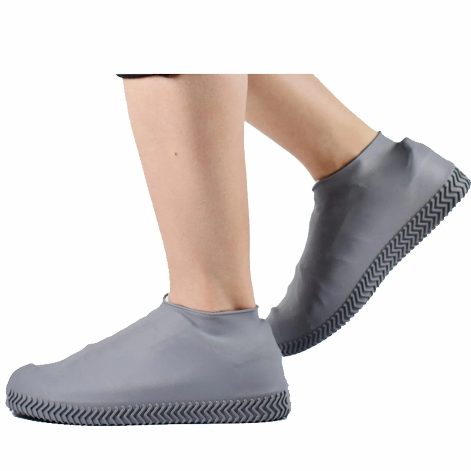 1 para Wodoodporny Silikonowy Pokrowiec na Buty Resuable Outdoor Przeciwdeszczowe Ochraniacze na Buty dla Kobiet Mężczyzn (Szary)