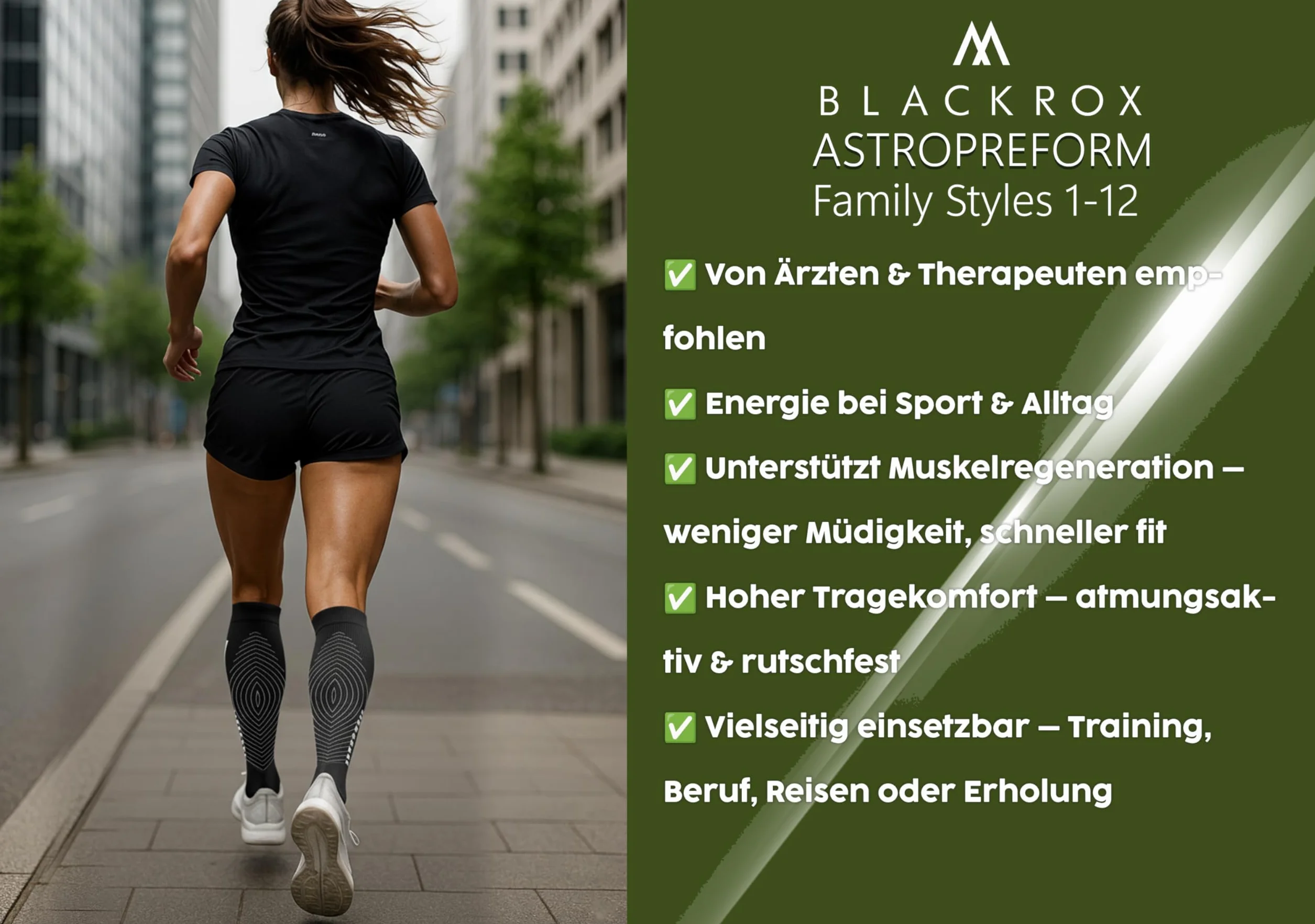 BLACKROX Skarpety uciskowe, sportowe, Astropreform, skarpety kompresyjne, zwycięzca porównania, sportowe pończochy kompresyjne, do biegania, piłki nożnej, dla kobiet i mężczyzn, długie skarpety