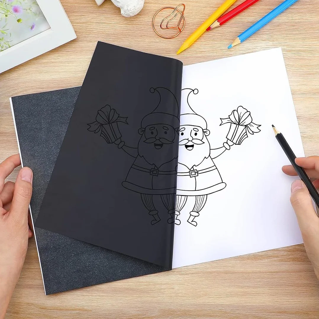 USTNIR 50 arkuszy papieru węglowego, czarny, grafitowy papier transferowy, papier węglowy, grafit A4, pomysł na papier, drewno, płótno, ceramikę, metal i inne powierzchnie