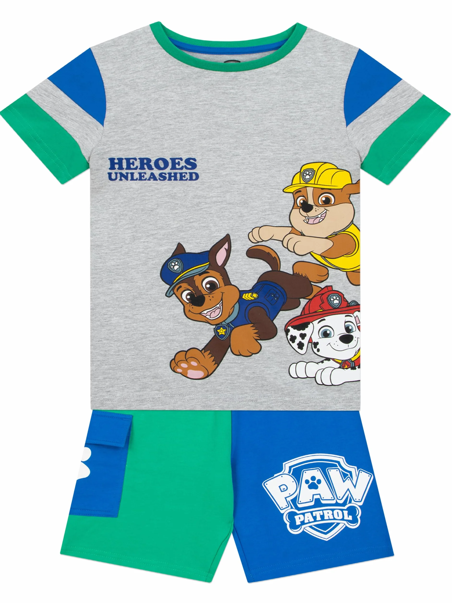 Paw Patrol T-Shirt i Szorty | Zestaw Koordynowany | Chase, Rubble, Skye i Marshall T-Shirt i Zestaw Szortów