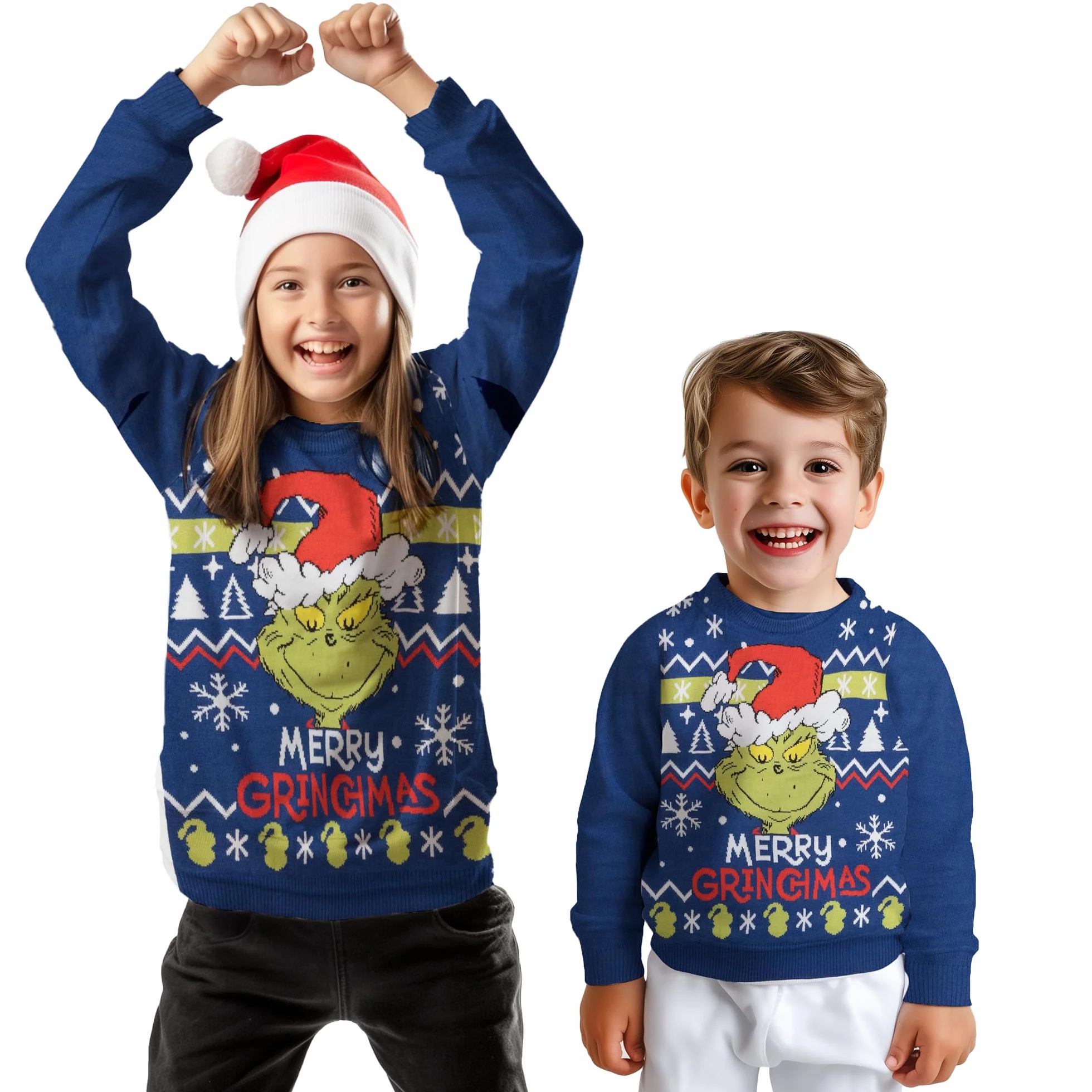 United Labels The Grinch sweter bożonarodzeniowy dla dzieci – Merry Grinchmas zimowa dzianina bluza Ugly Christmas Sweater Boże Narodzenie niebieski