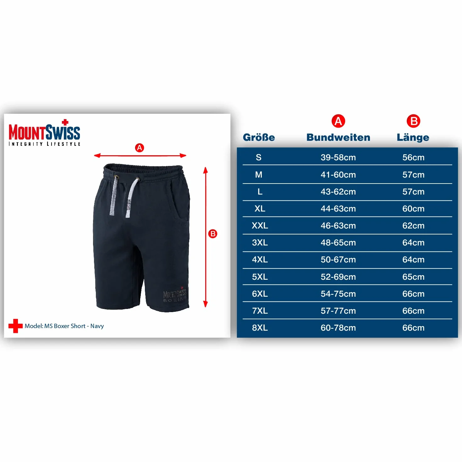 Mount Swiss Szorty męskie, krótkie spodenki sportowe bokserki ze 100% bawełny, duże rozmiary do 8XL