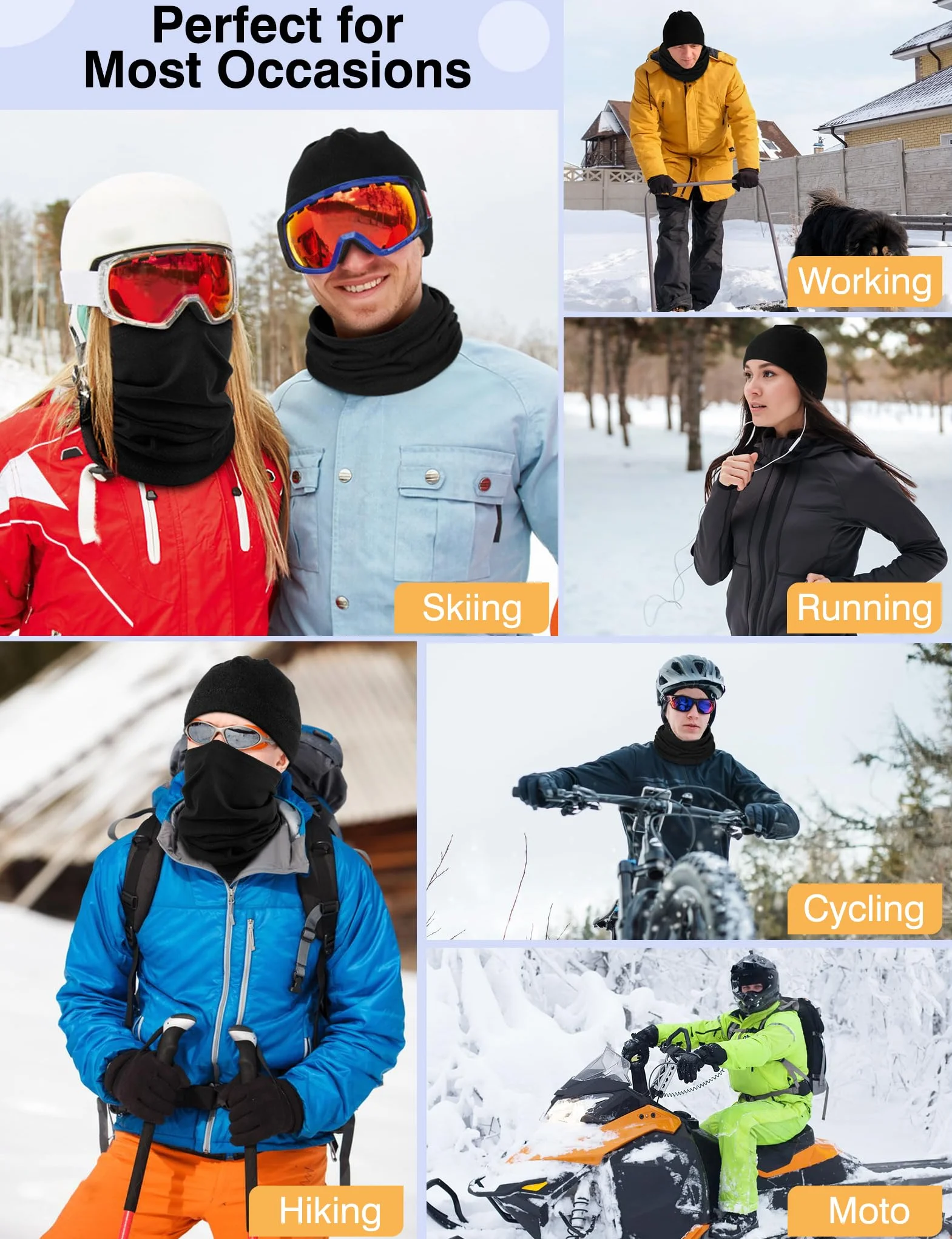 Kiiwah Beanie czapka i szal dla mężczyzn i kobiet, uniseks, ciepła czapka zimowa, szalik, chusta wielofunkcyjna na zimę, do uprawiania sportu, jazdy na nartach, biegania, motocyklu, jazdy na rowerze