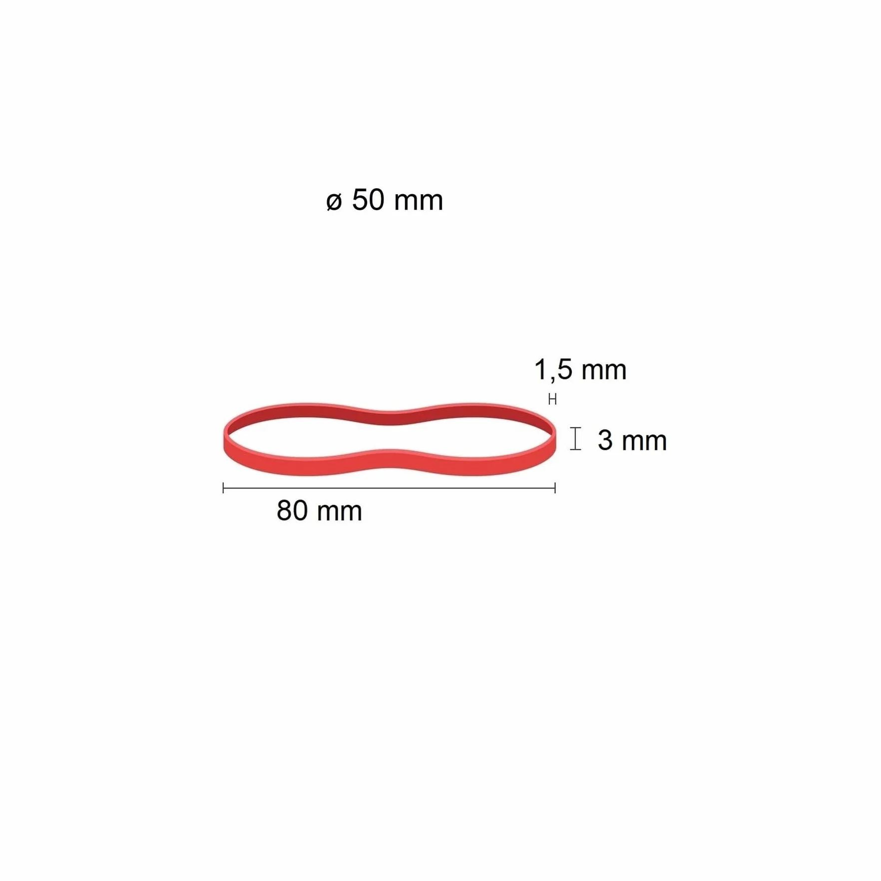 D.RECT - Gumowe taśmy | worek 100 g | średnica 50 mm szerokości 3 mm taśmy gumowe do gospodarstwa domowego, pracy, biura, wielokrotnego użytku, trwałe, stabilne, czerwone