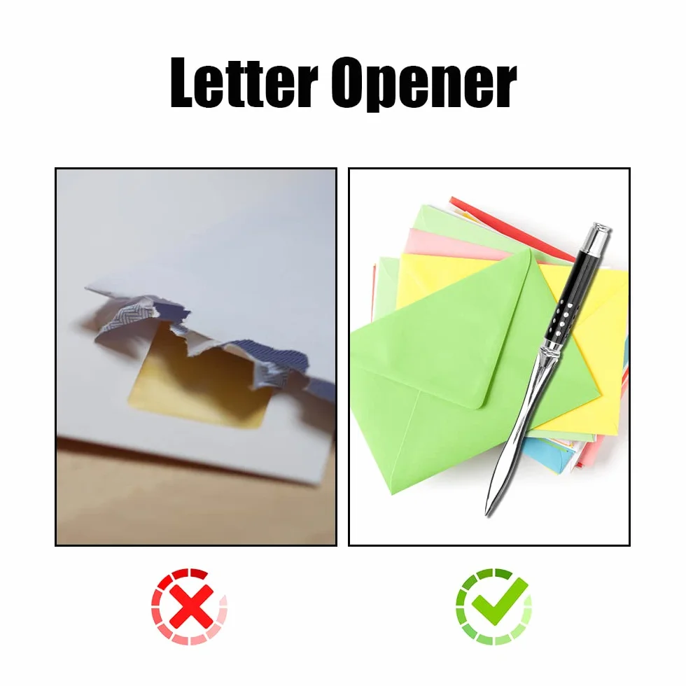 2 otwieracze do listów, szlachetne, 16 cm, z metalu, nóż do otwierania kopert, otwieracz do listów, do biura, szkoły, materiałów biurowych (srebrny, czarny)