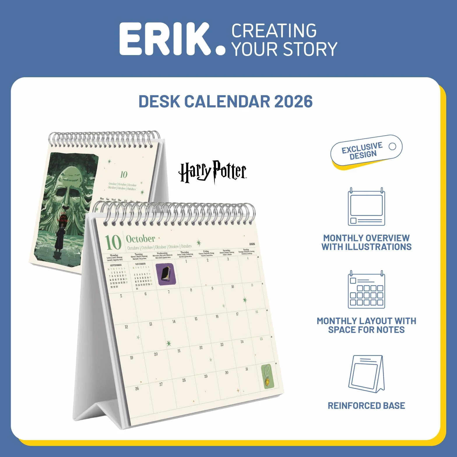 Grupo Erik Desk Calendar 2026 - Harry Potter Calendar 2026 Month To View | Monthly Desk Planner, Desktop Gifts Under 10 Pounds | Harry Potter Gifts For Friends